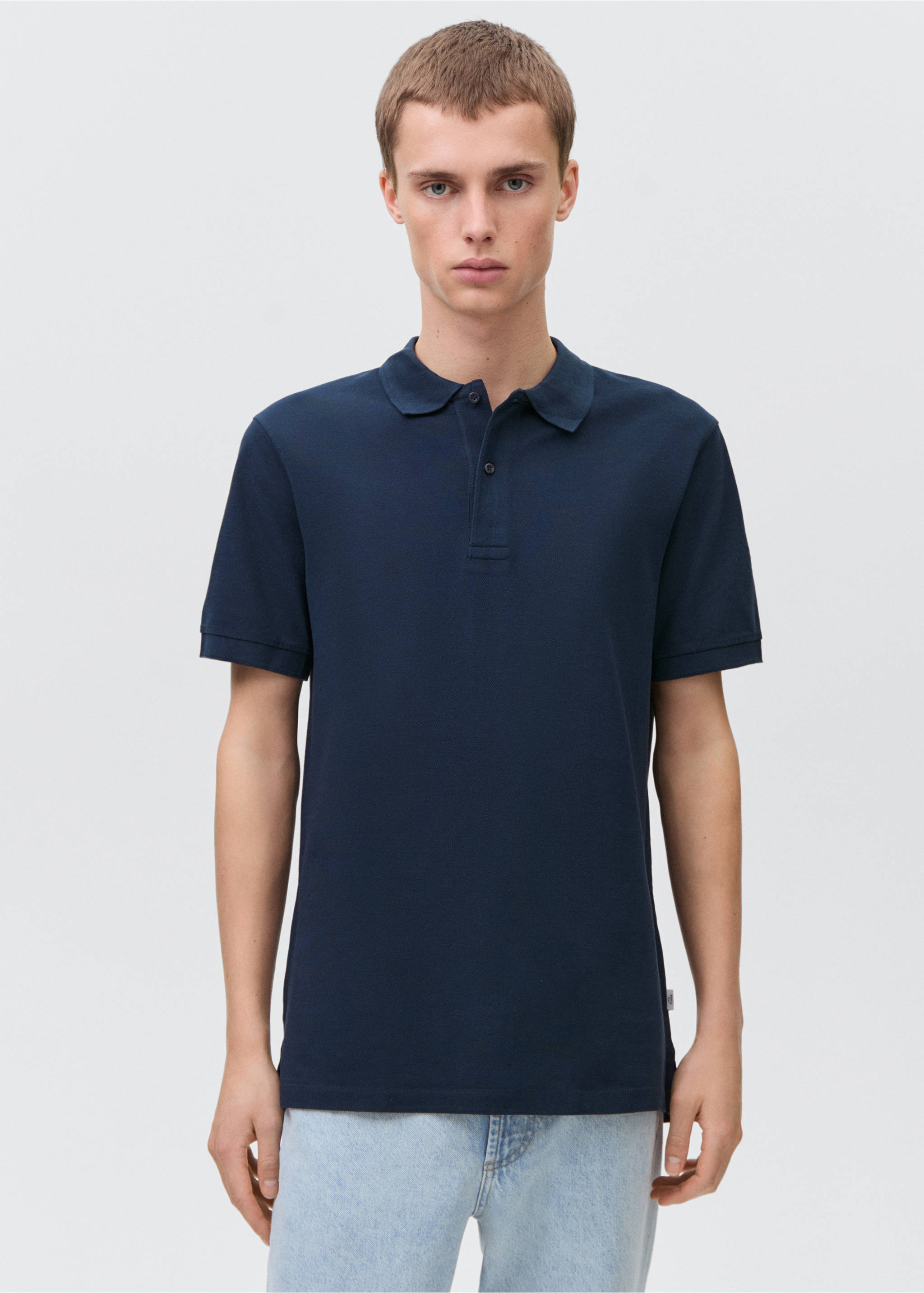 Cotton piqué polo shirt - Medium plane, Dark Navy. Ref: 87051057-00.