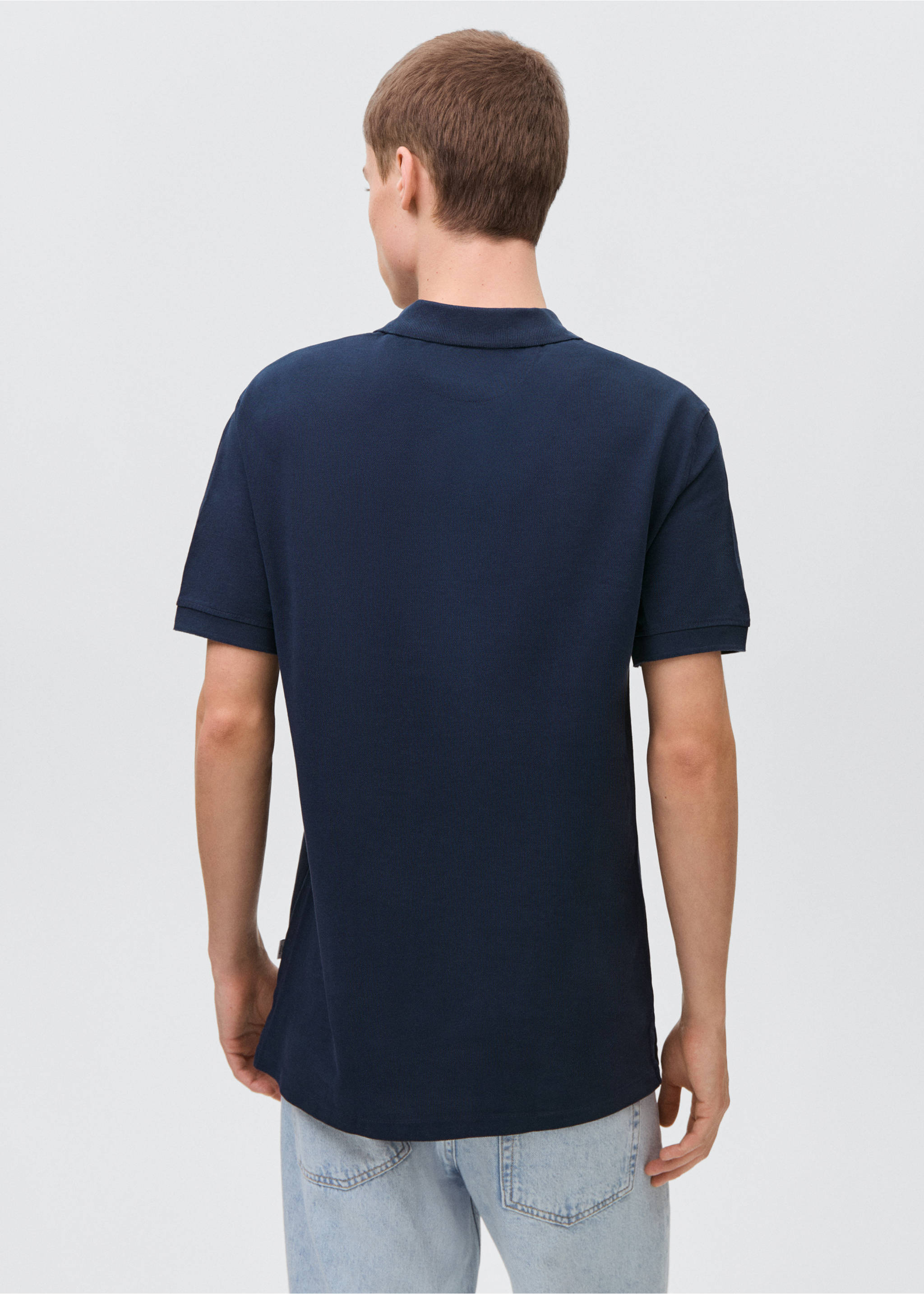 Cotton piqué polo shirt - Reverse of the article, Dark Navy. Ref: 87051057-00.