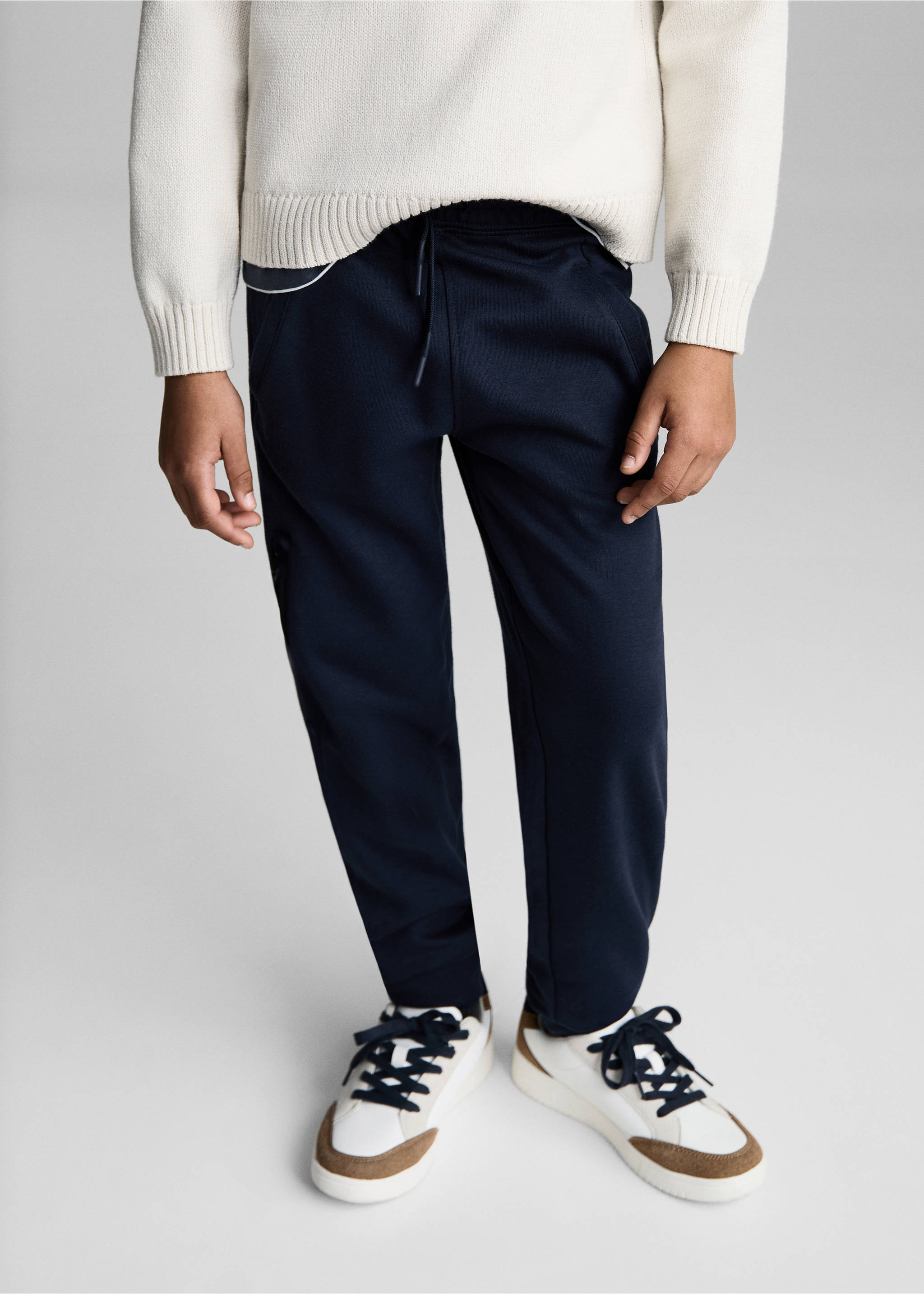Jogger trousers with elastic waist - Medium plane, Dark Navy. Ref: 87051512-00.