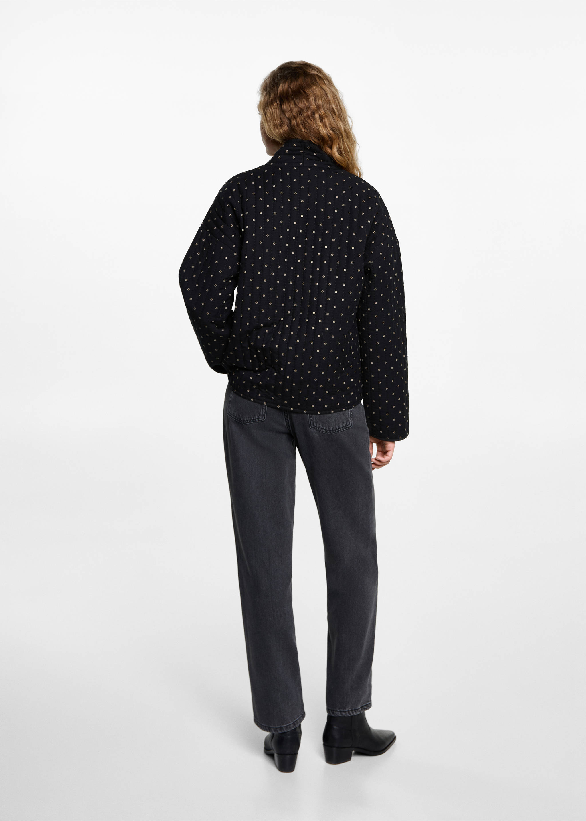 Quilted cotton jacket - Reverse of the article, Black. Ref: 87051513-00.