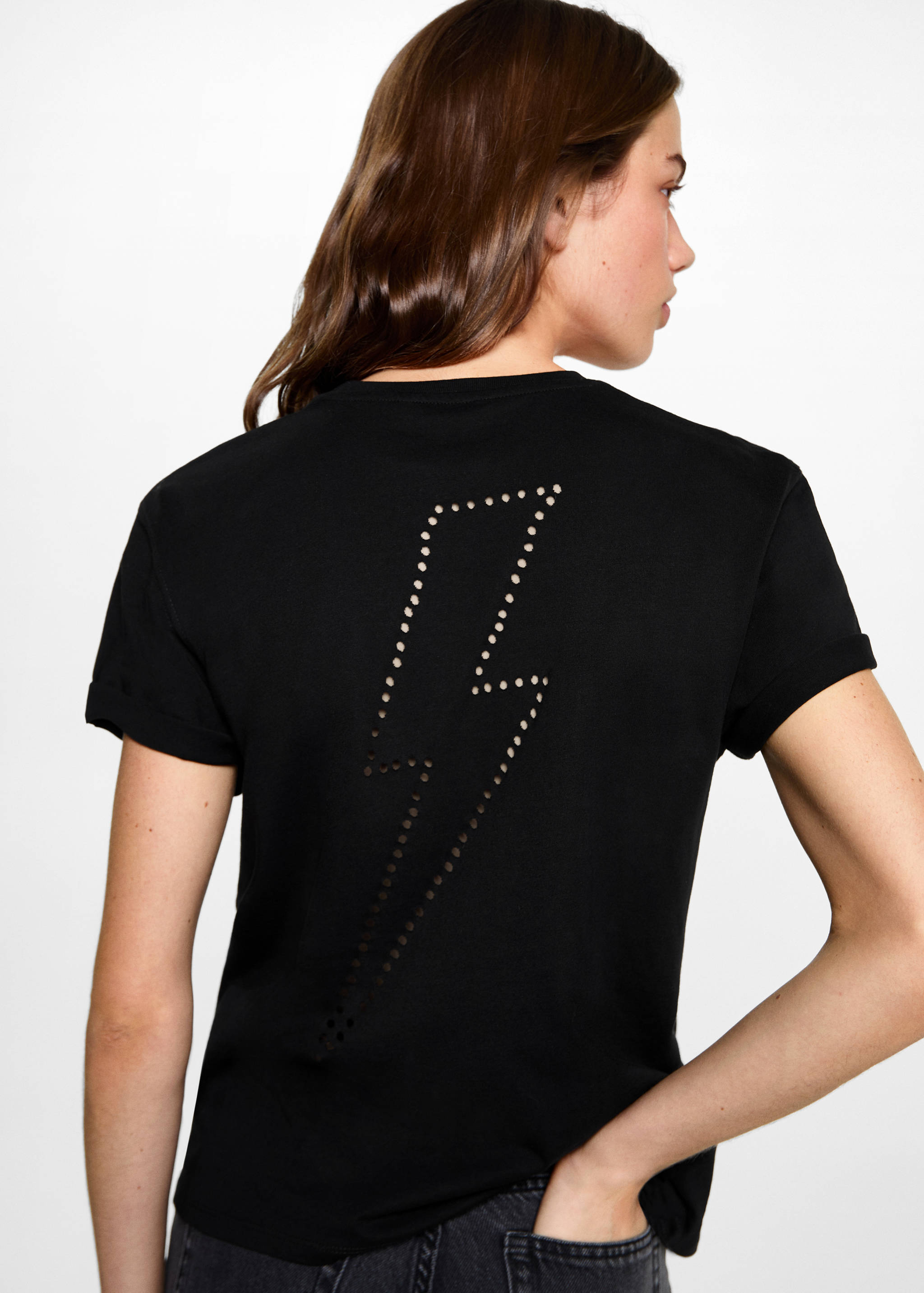 T-shirt med utstansad blixt - Artikelns baksida