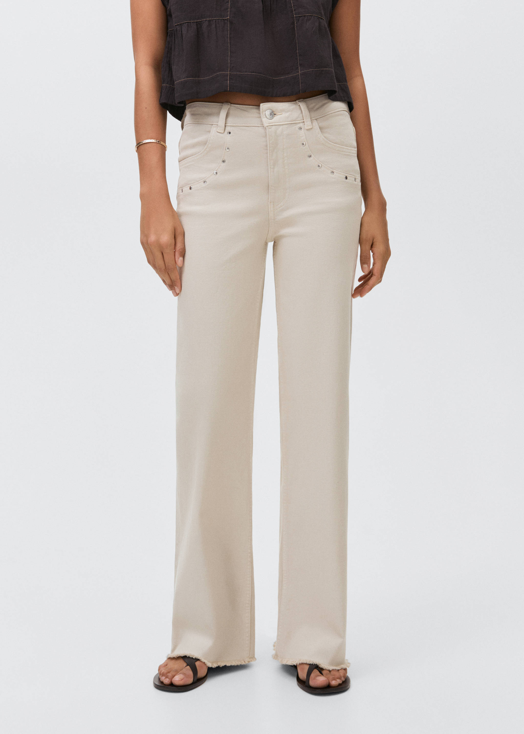 Straight-fit jeans with studs - Medium plane