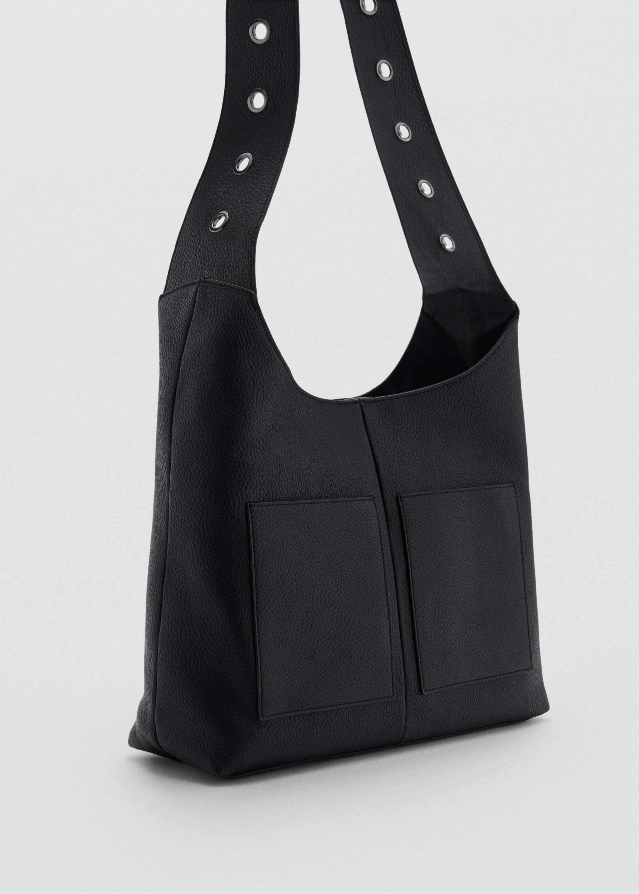 Henkeltasche mit Nieten - Mittlere Ansicht, Schwarz. Ref: 87051519-00.