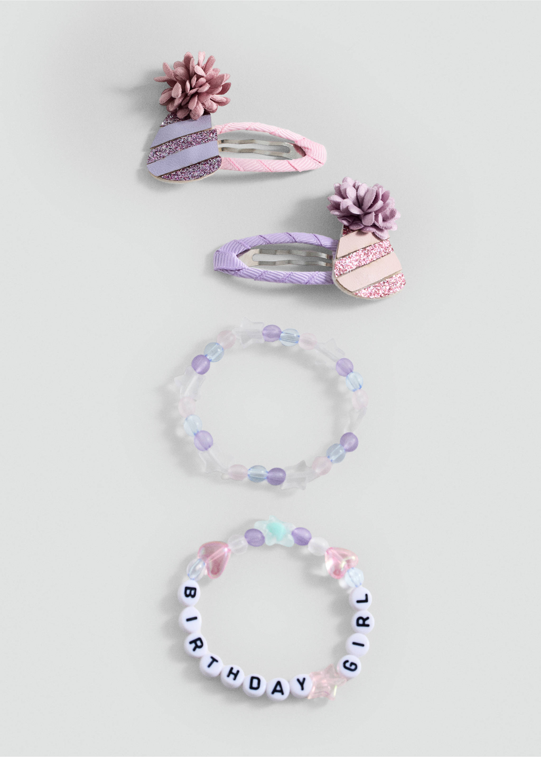 Pack of 2 barrettes and bracelets - Article without model, Lilac. Ref: 87052531-00.