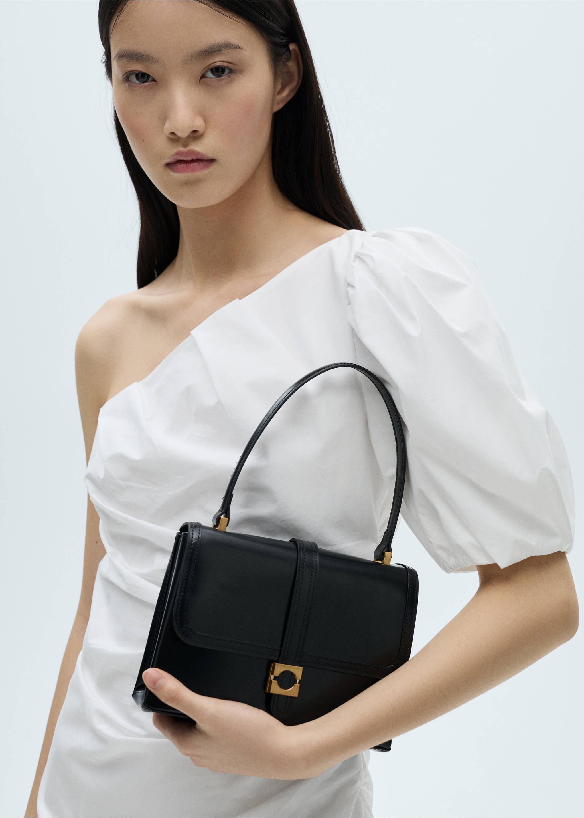 Vestido assimétrico com manga abalonada - Pormenor do artigo 1, Branco. Ref: 87052532-00.