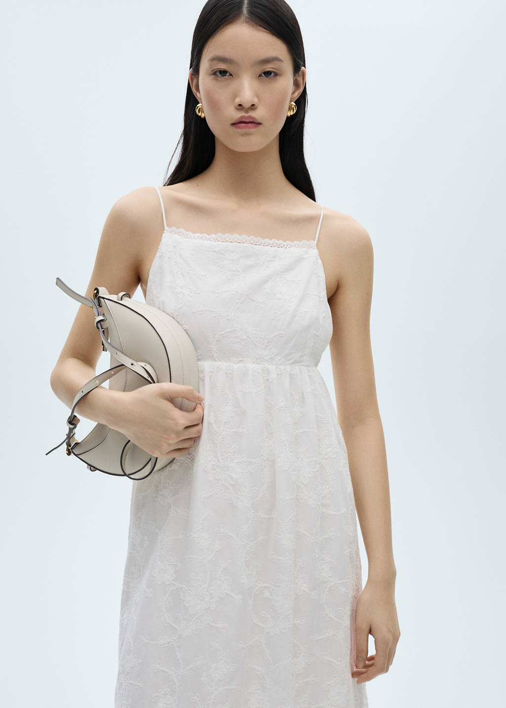 Floral embroidered dress with straps - Women | MANGO OUTLET USA