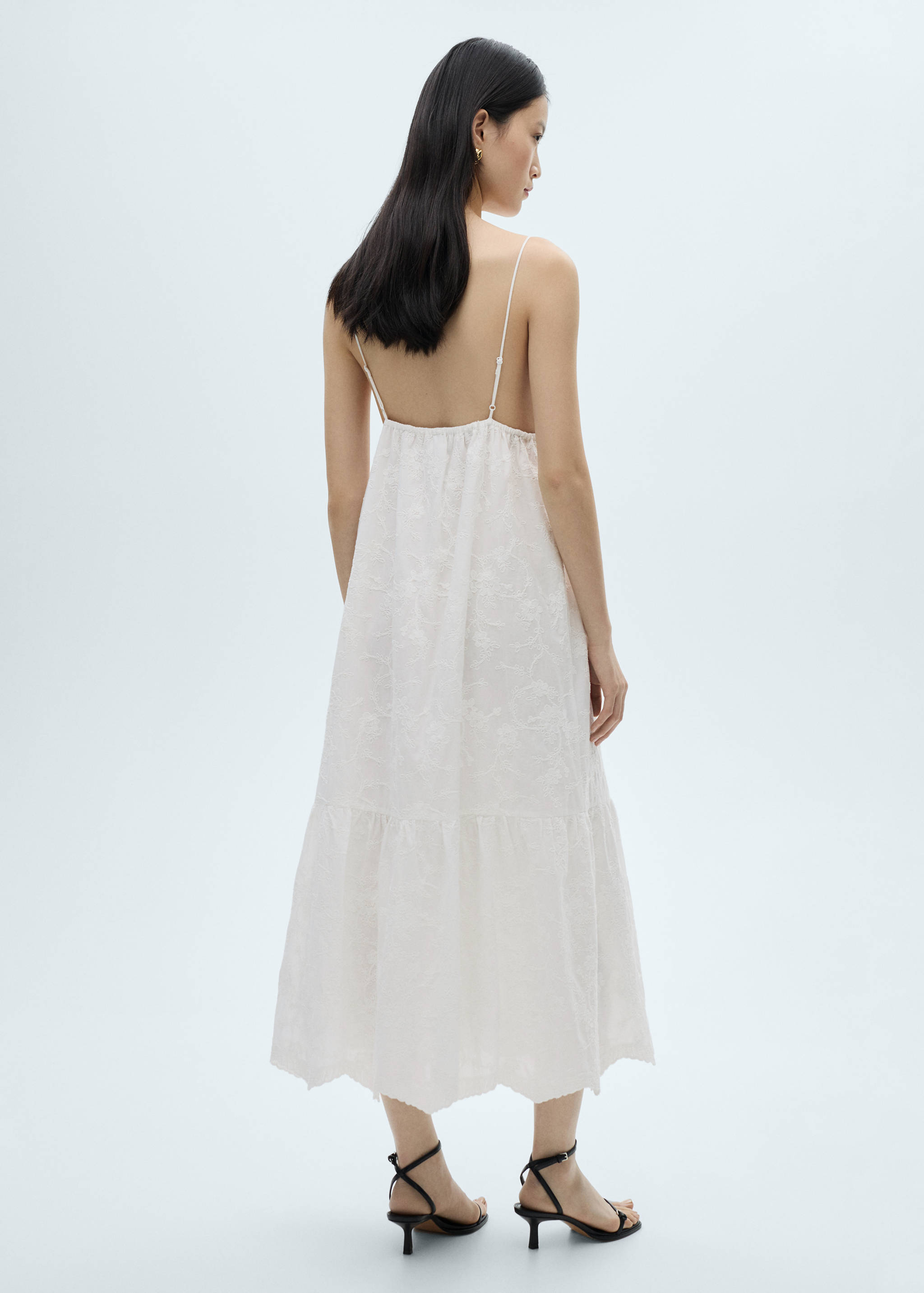 Floral embroidered dress with straps - Reverse of the article