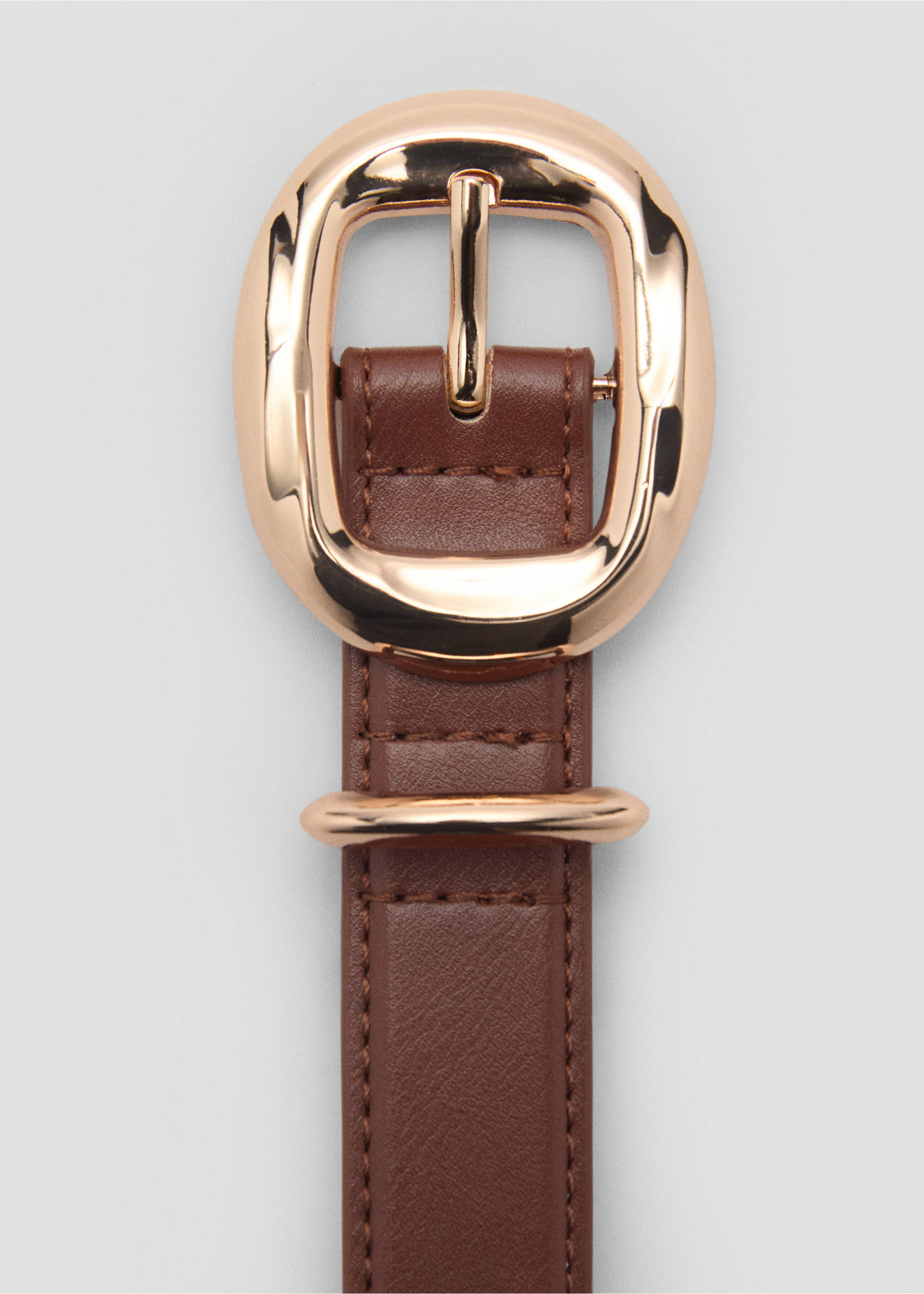 Rounded buckle belt - Details of the article 1, Brown. Ref: 87052536-00.