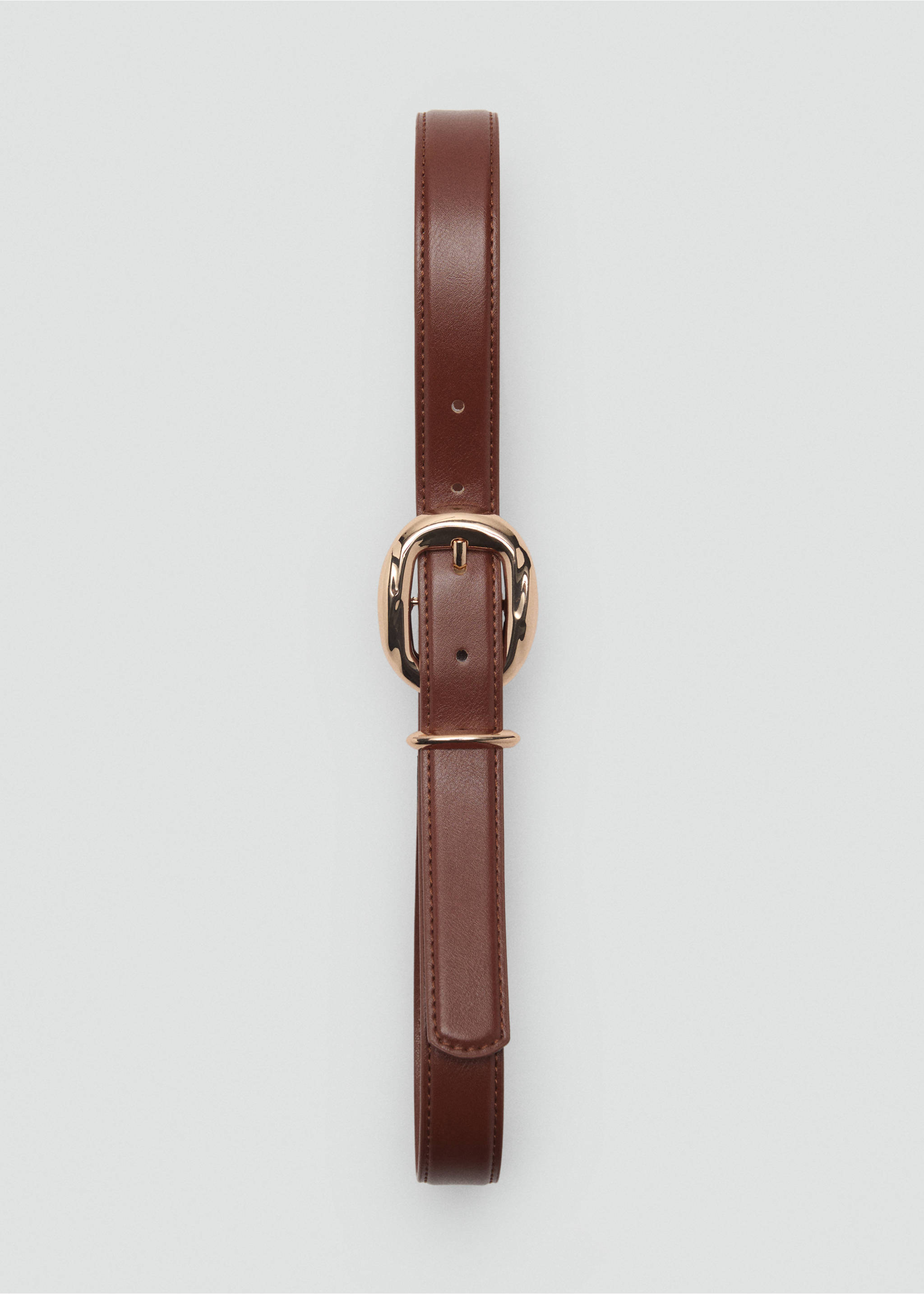Rounded buckle belt - Details of the article 2, Brown. Ref: 87052536-00.