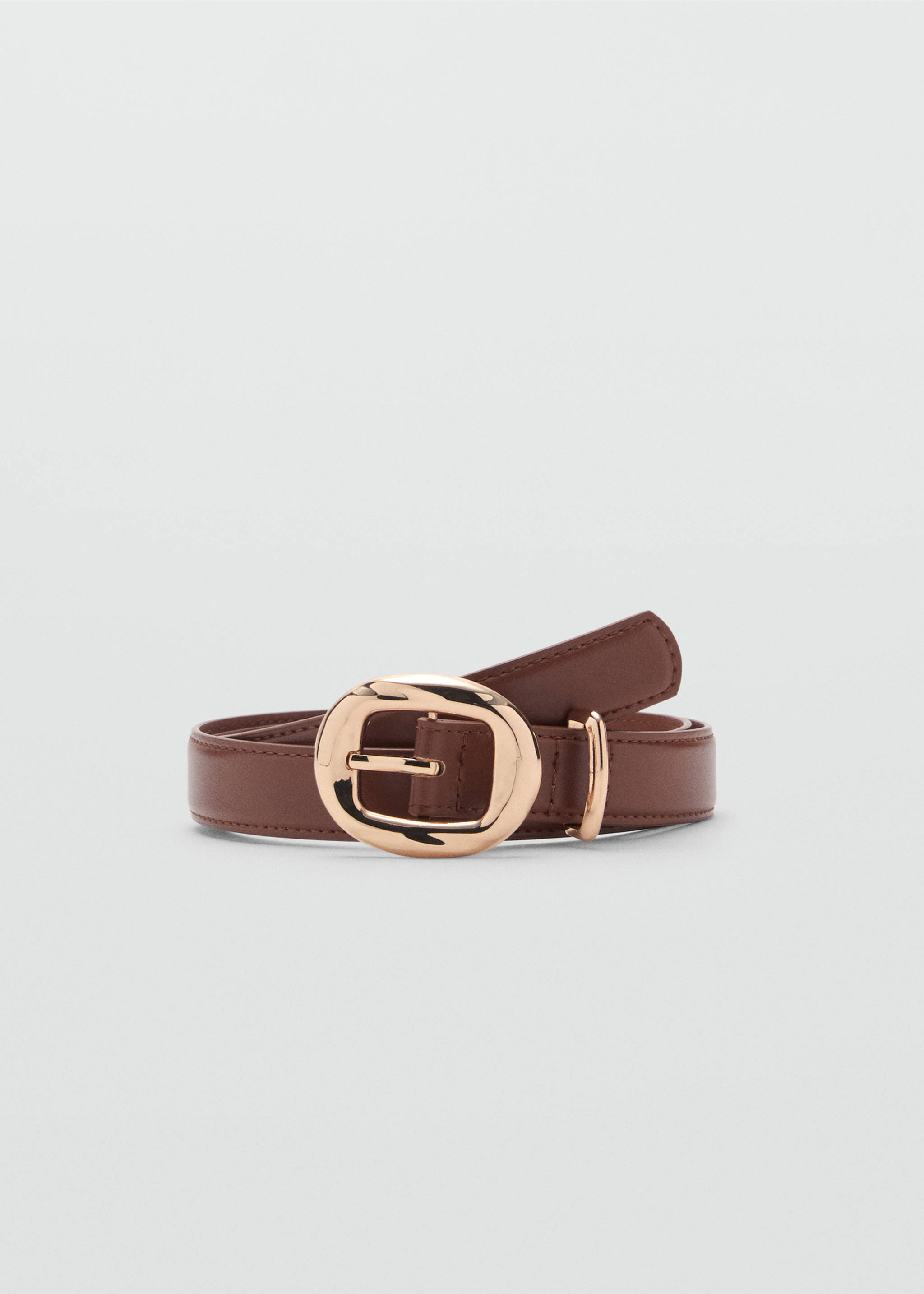 Rounded buckle belt - Article without model, Brown. Ref: 87052536-00.