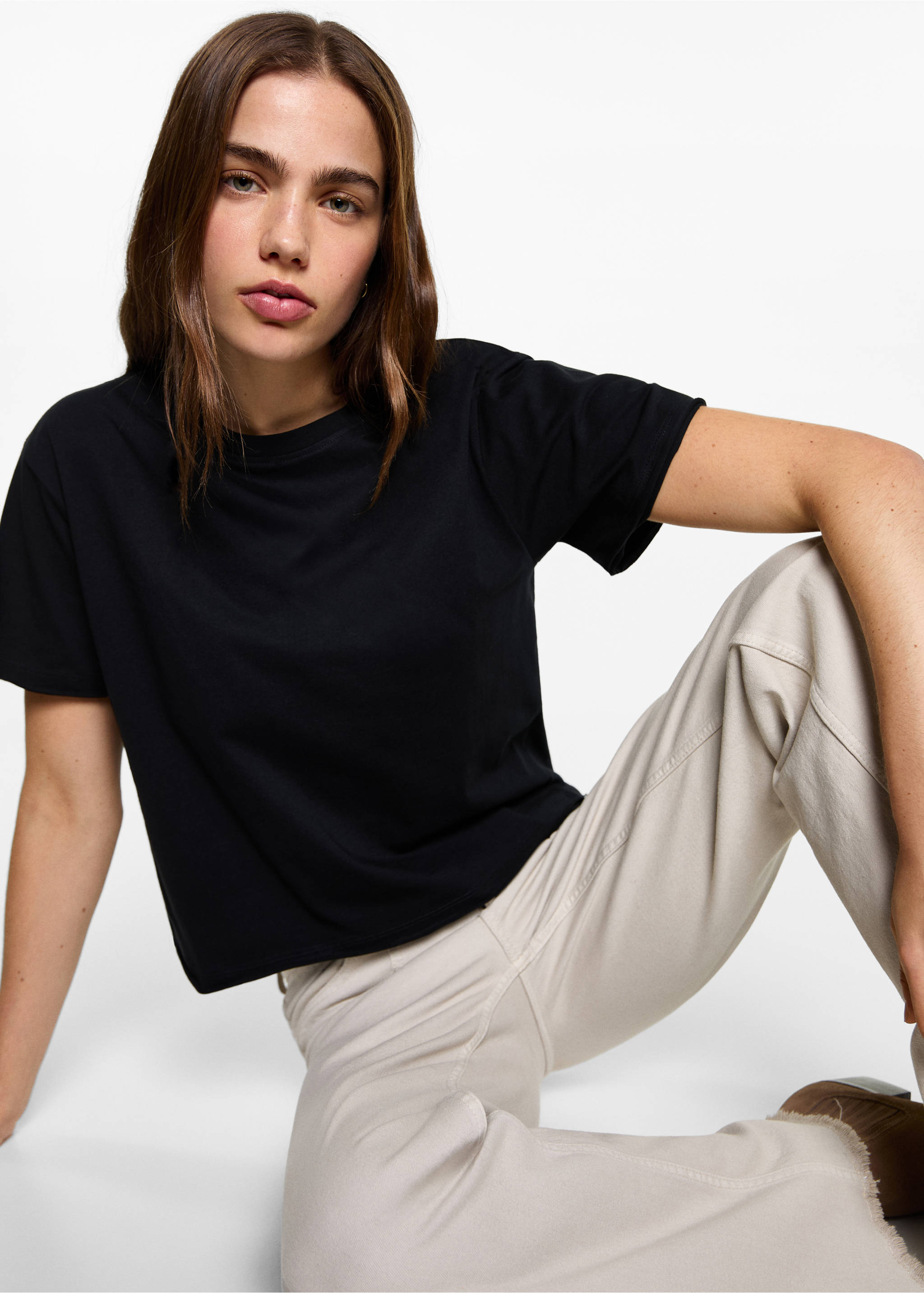 Tricou crop - Detaliu al articolului 2, Negru. Ref: 87052538-00.