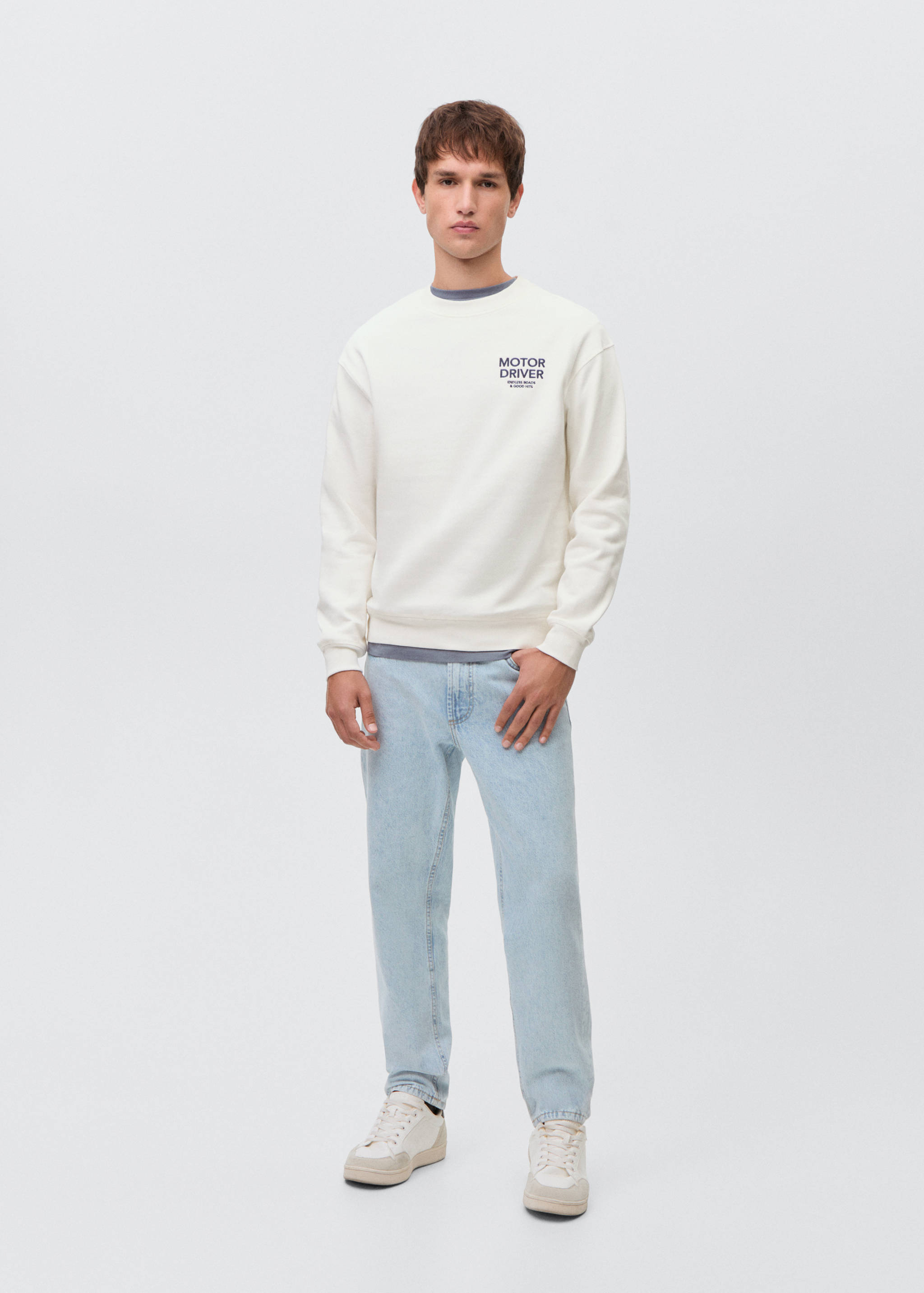 Cotton sweatshirt with printed message - General plane