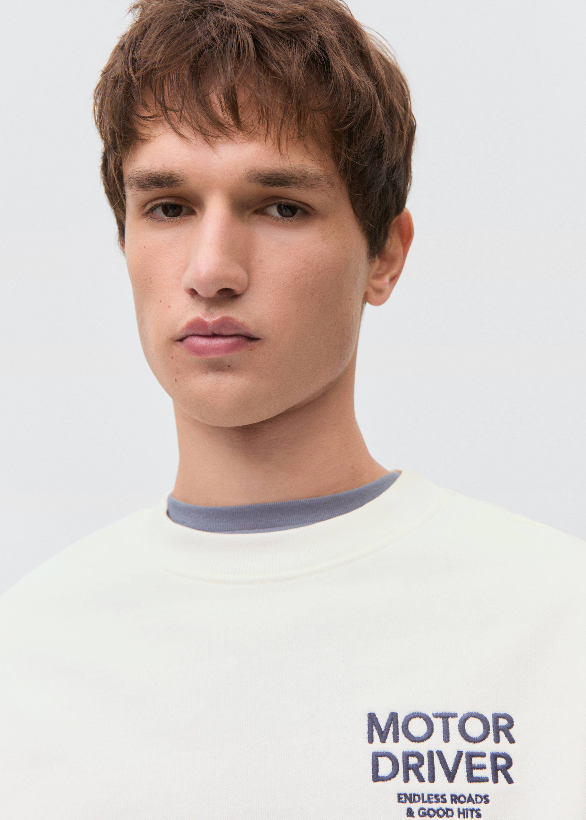 Cotton sweatshirt with printed message - Details of the article 1