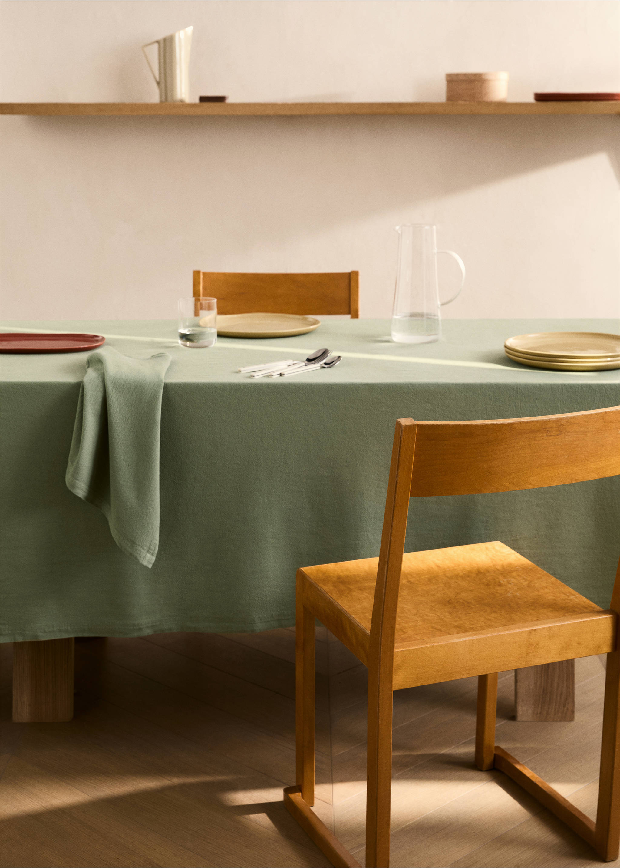 100% cotton tablecloth for 6 to 8 people - General plane, Mint Green. Ref: 87052547-00.