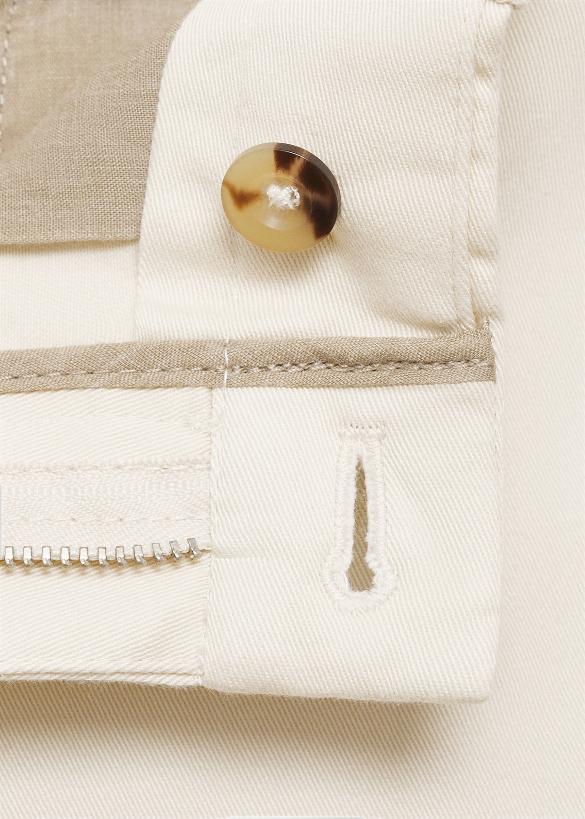 Barna slim-fit twill chino trousers - Details of the article 8, Ecru. Ref: 87052888-00.