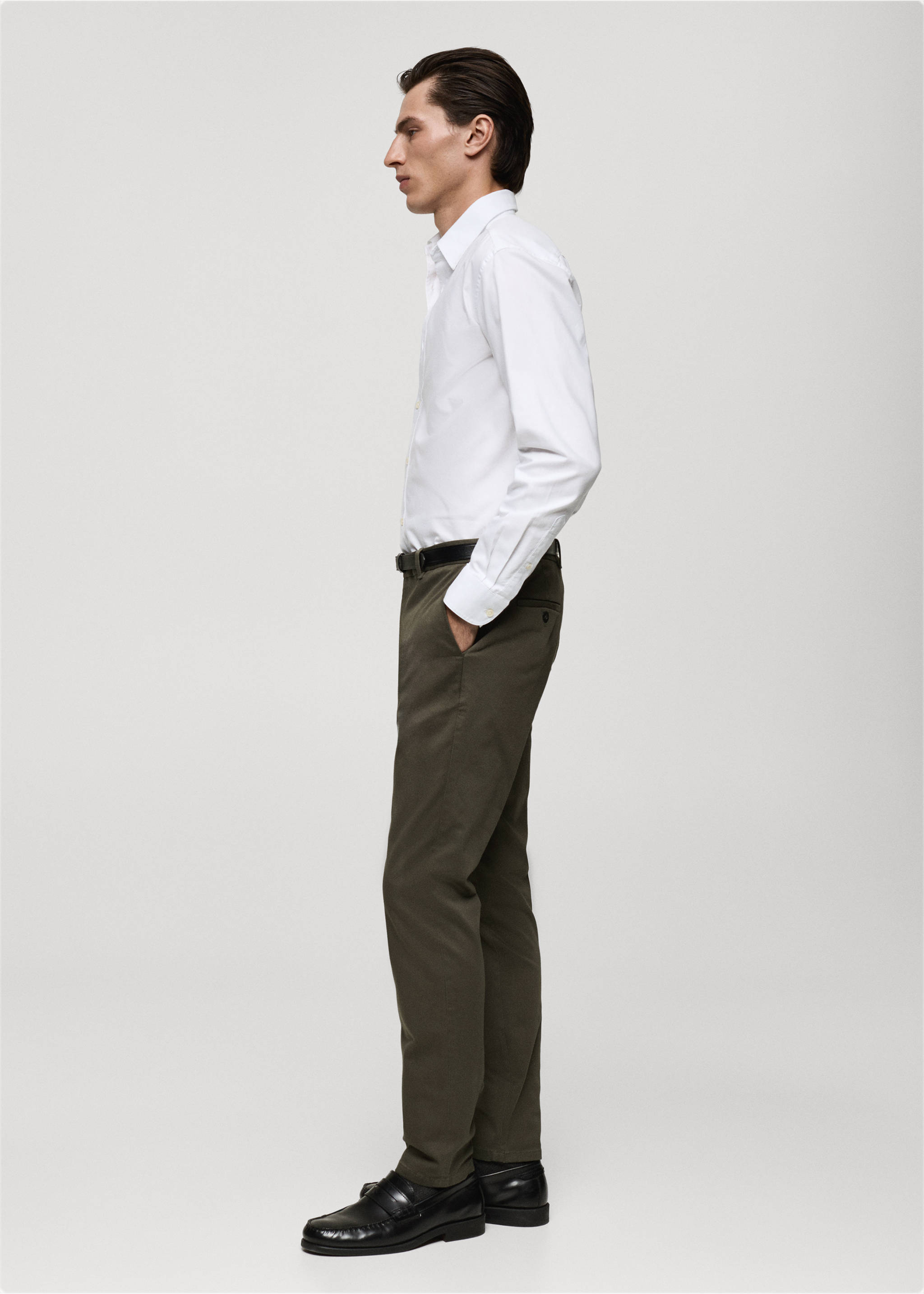 Σερζ chino παντελόνι Barna slim fit - Λεπτομέρεια του προϊόντος 2, Χακί. Ref: 87052888-00.