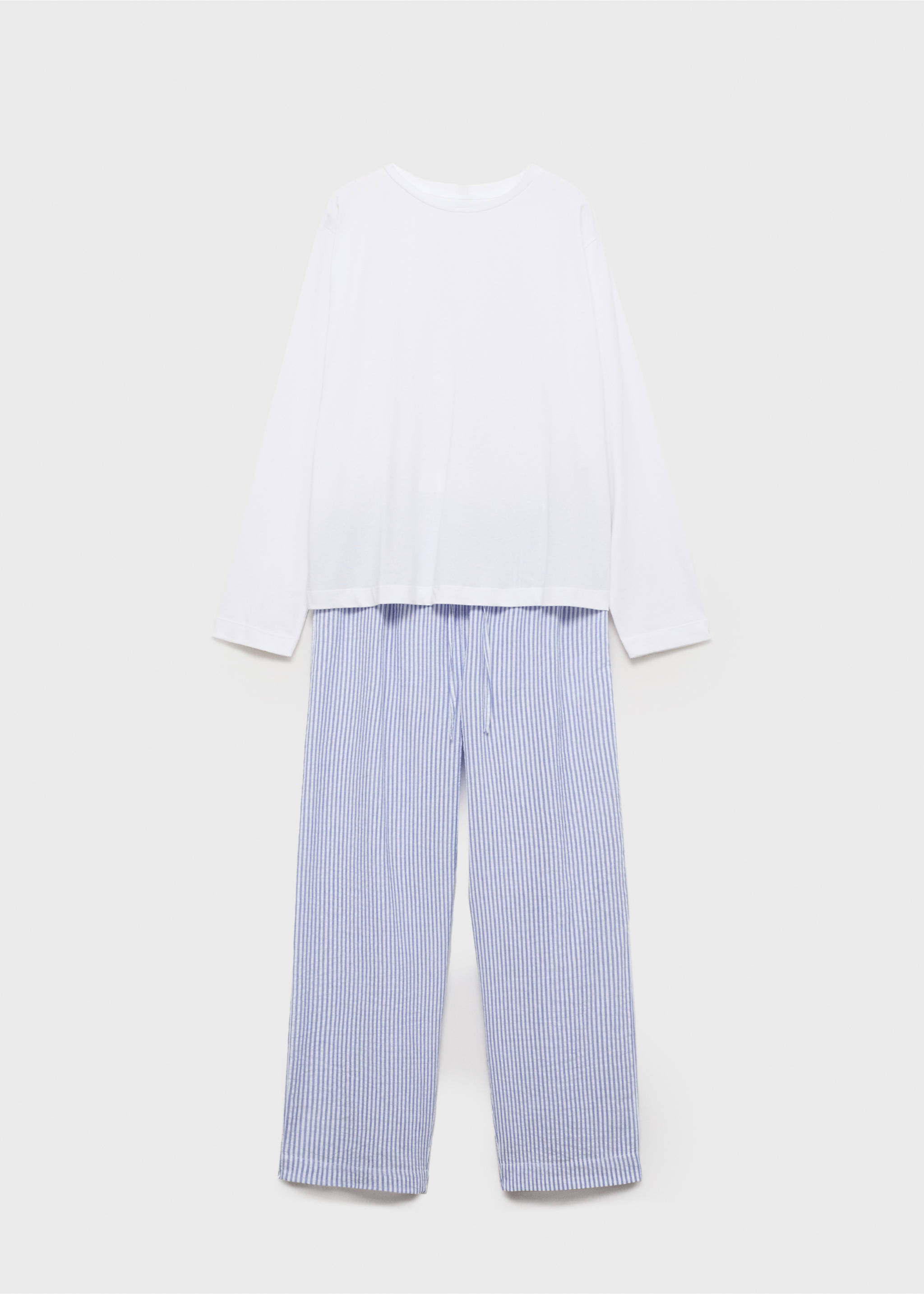 Pijama din două piese cu dungi seersucker - Articol fără model, Albastru porțelan. Ref: 87052889-00.