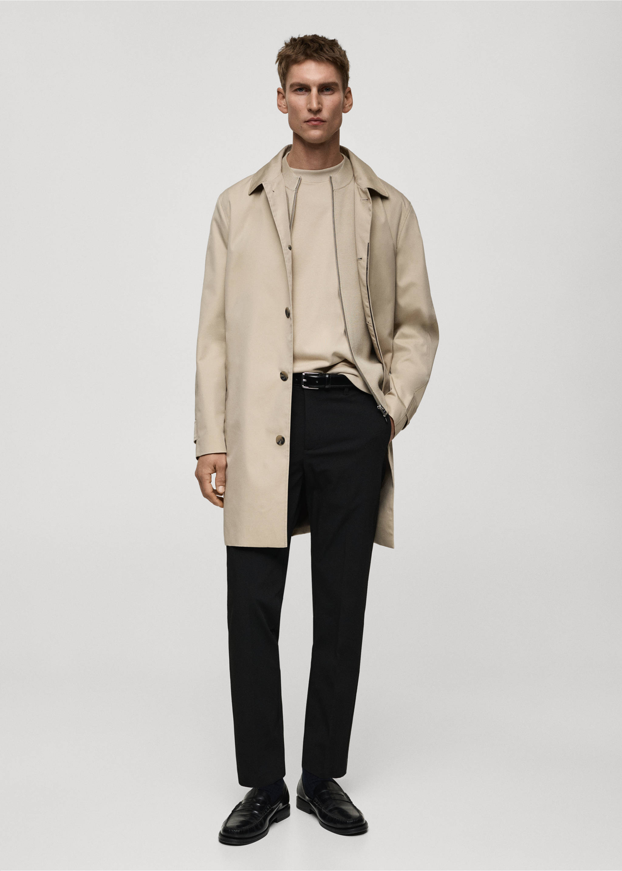 Cárdigan punto cremallera - Plano general, Beige. Ref: 87052890-00.