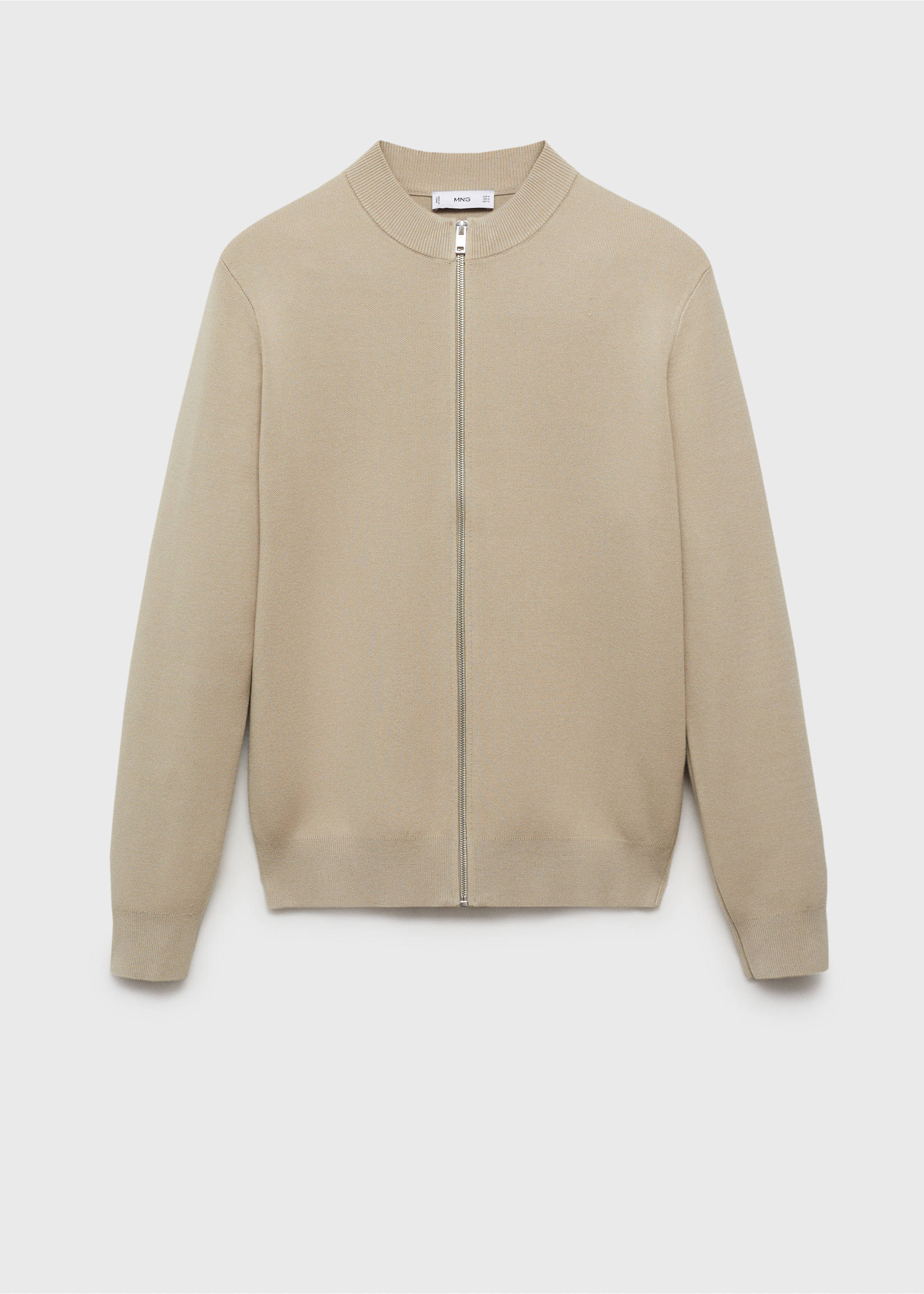 Zipped knit cardigan - Article without model, Beige. Ref: 87052890-00.