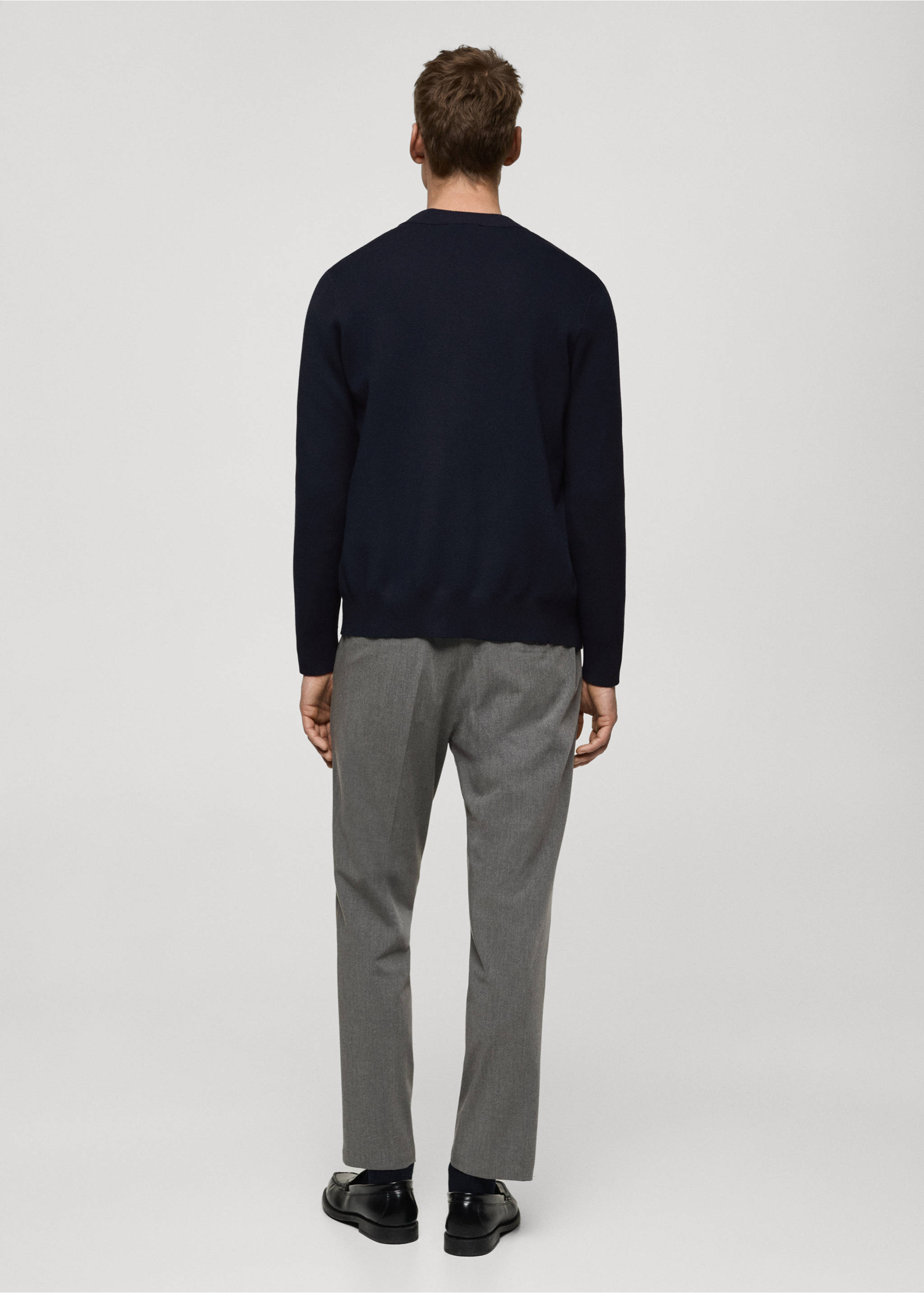 Zipped knit cardigan - Reverse of the article, Dark Navy. Ref: 87052890-00.