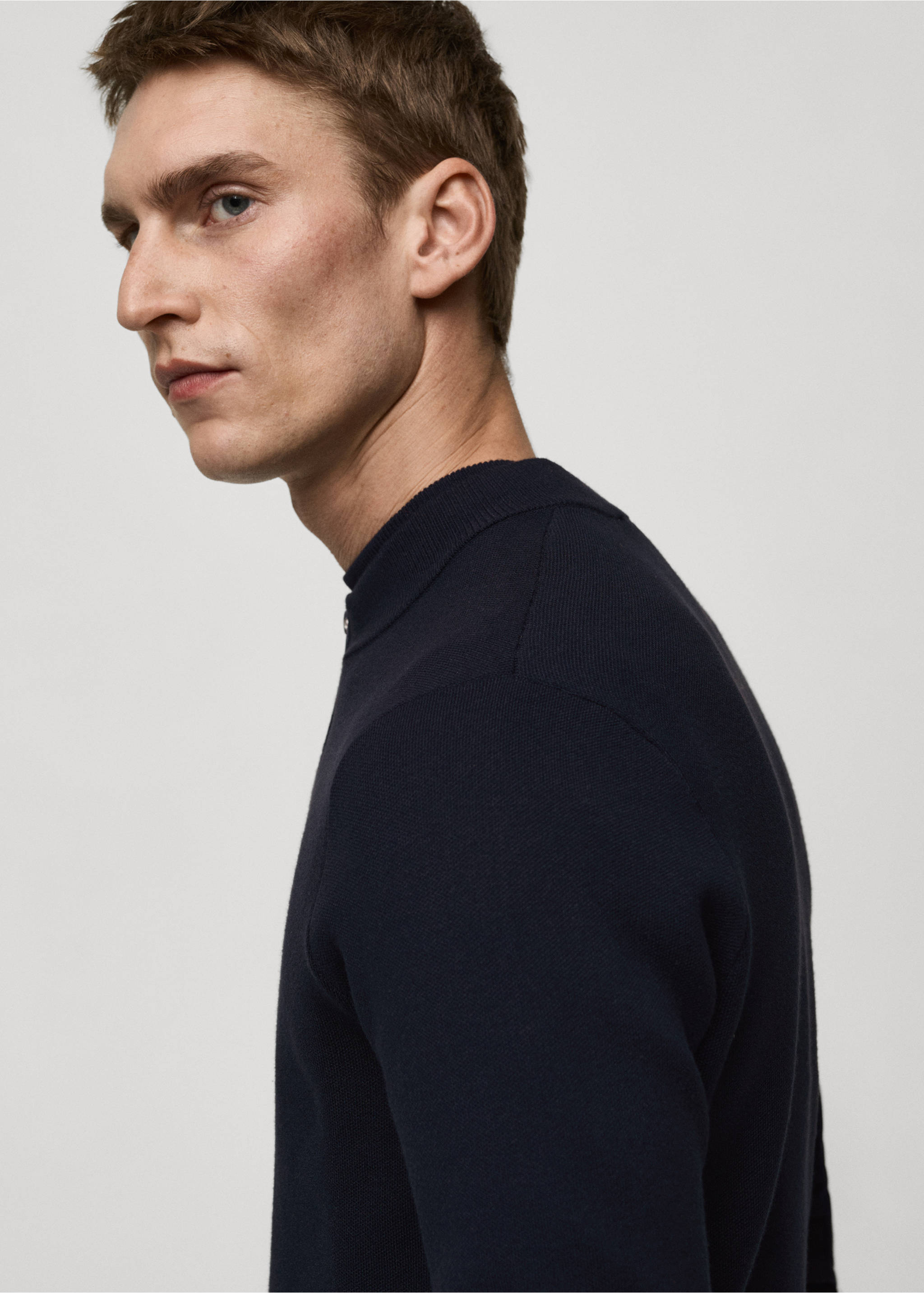 Zipped knit cardigan - Details of the article 4, Dark Navy. Ref: 87052890-00.