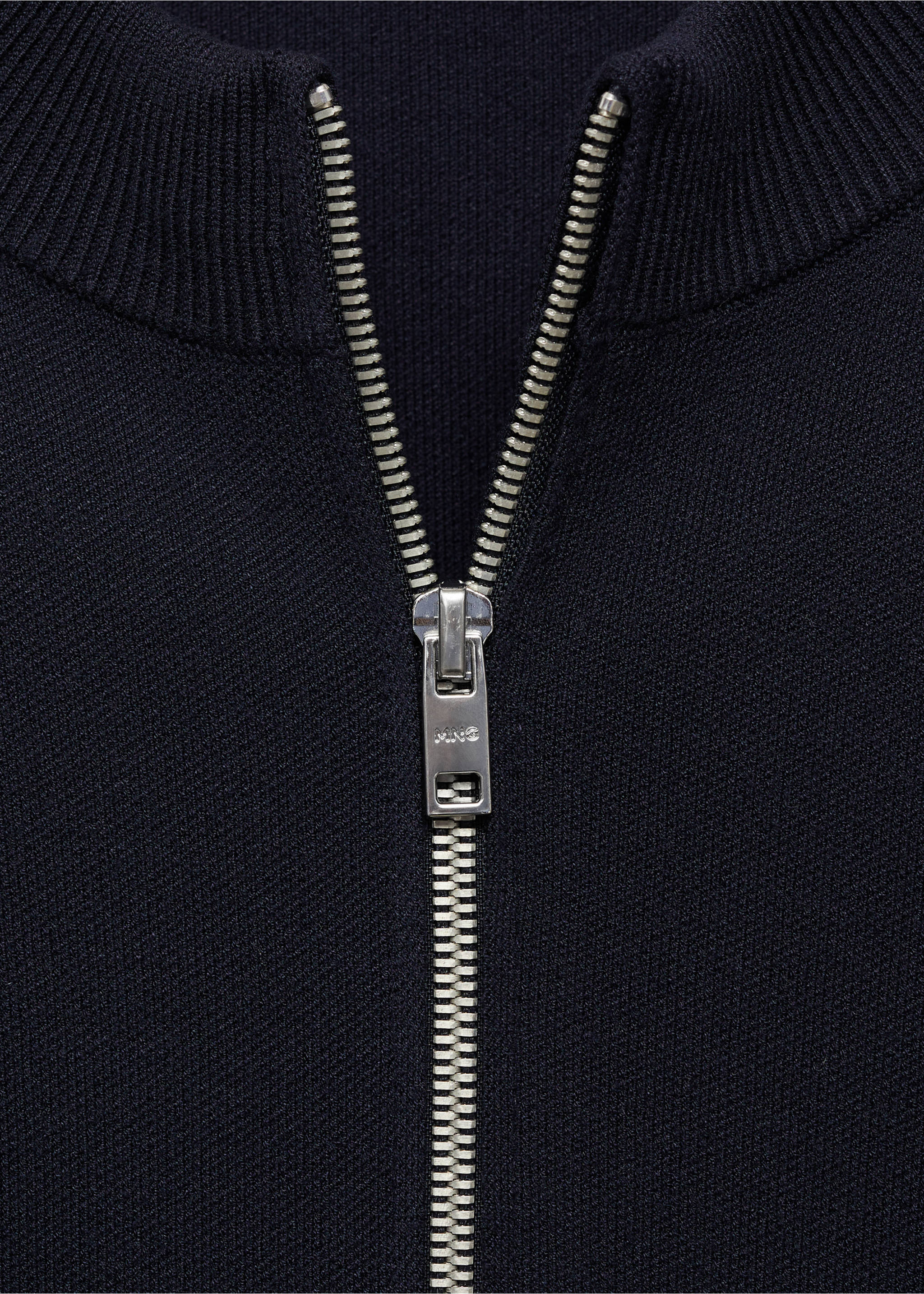 Zipped knit cardigan - Details of the article 8, Dark Navy. Ref: 87052890-00.