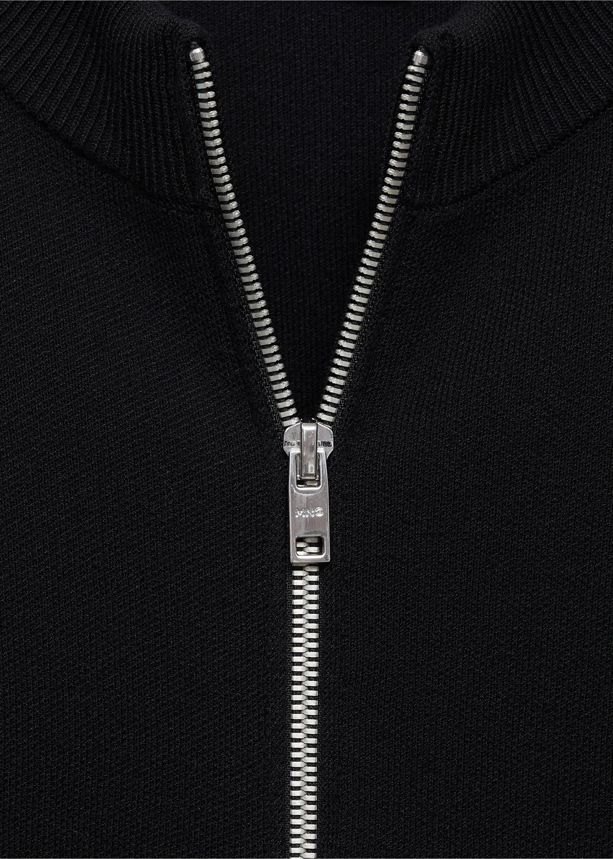 Zipped knit cardigan - Details of the article 8, Black. Ref: 87052890-00.