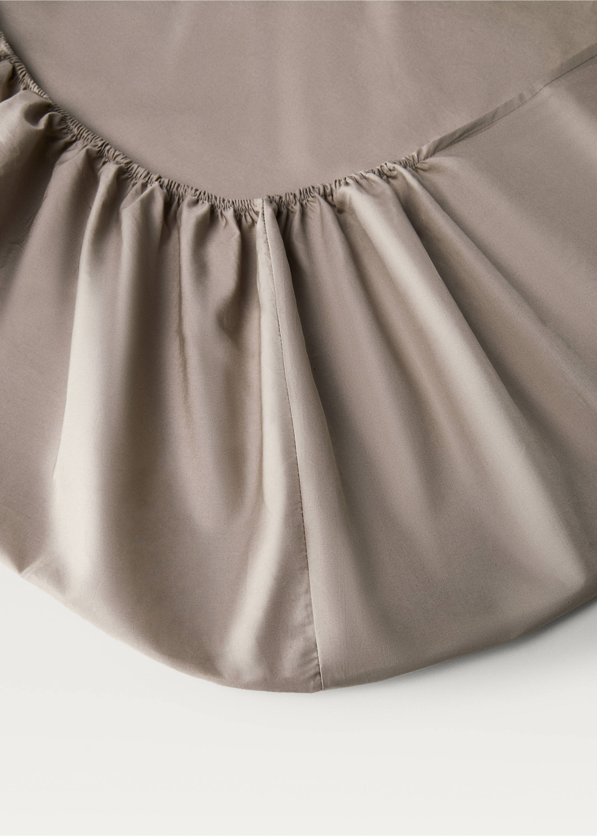 500 threads cotton percale fitted sheet Single bed - Details of the article 2, Medium Brown. Ref: 87052920-00.