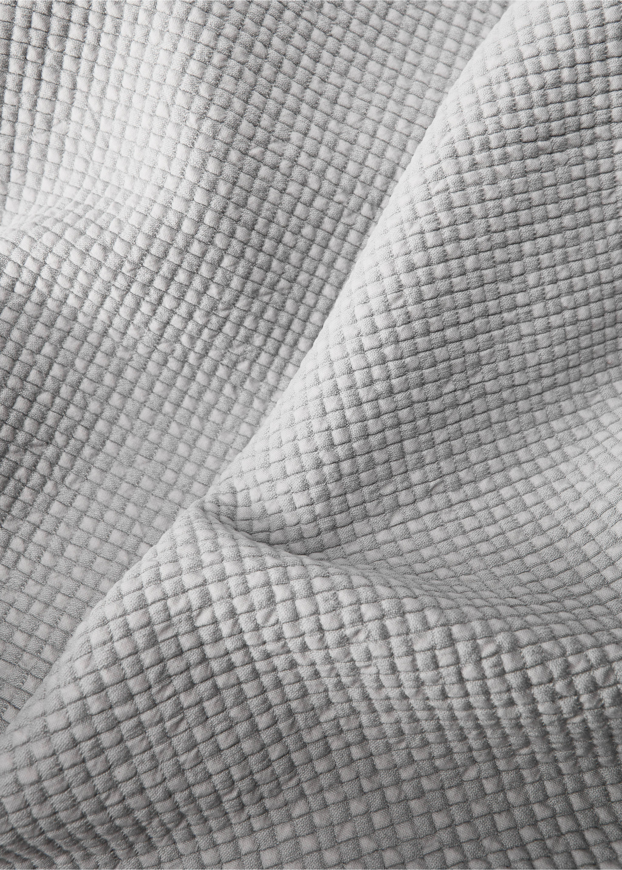 Cotton jacquard mini-check bedspread for 180/200 cm bed - Details of the article 1, Grey. Ref: 87052944-00.