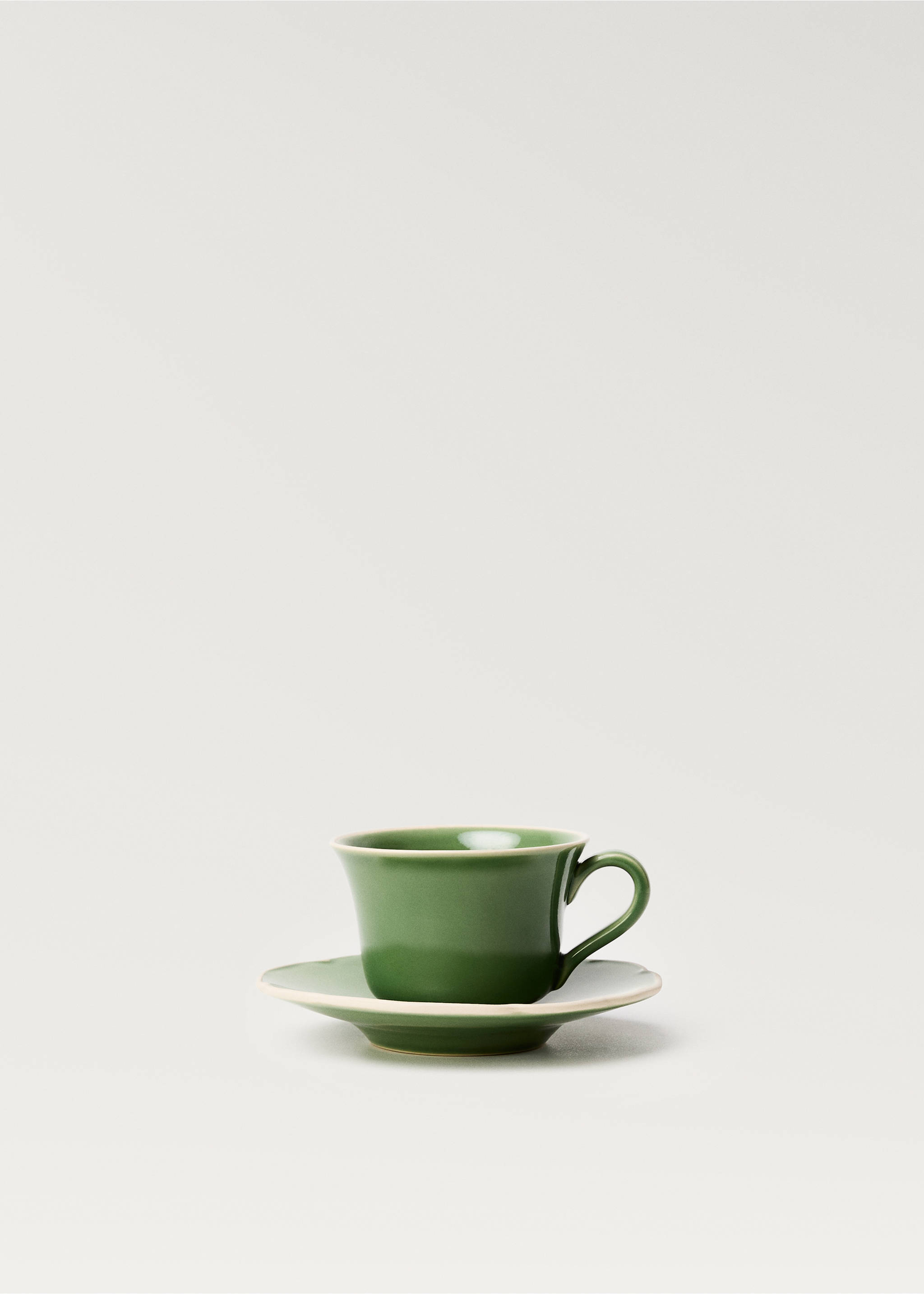 Teetasse aus Steingut mit wellenförmigem Rand - Artikel ohne Model, Grün. Ref: 87052949-00.