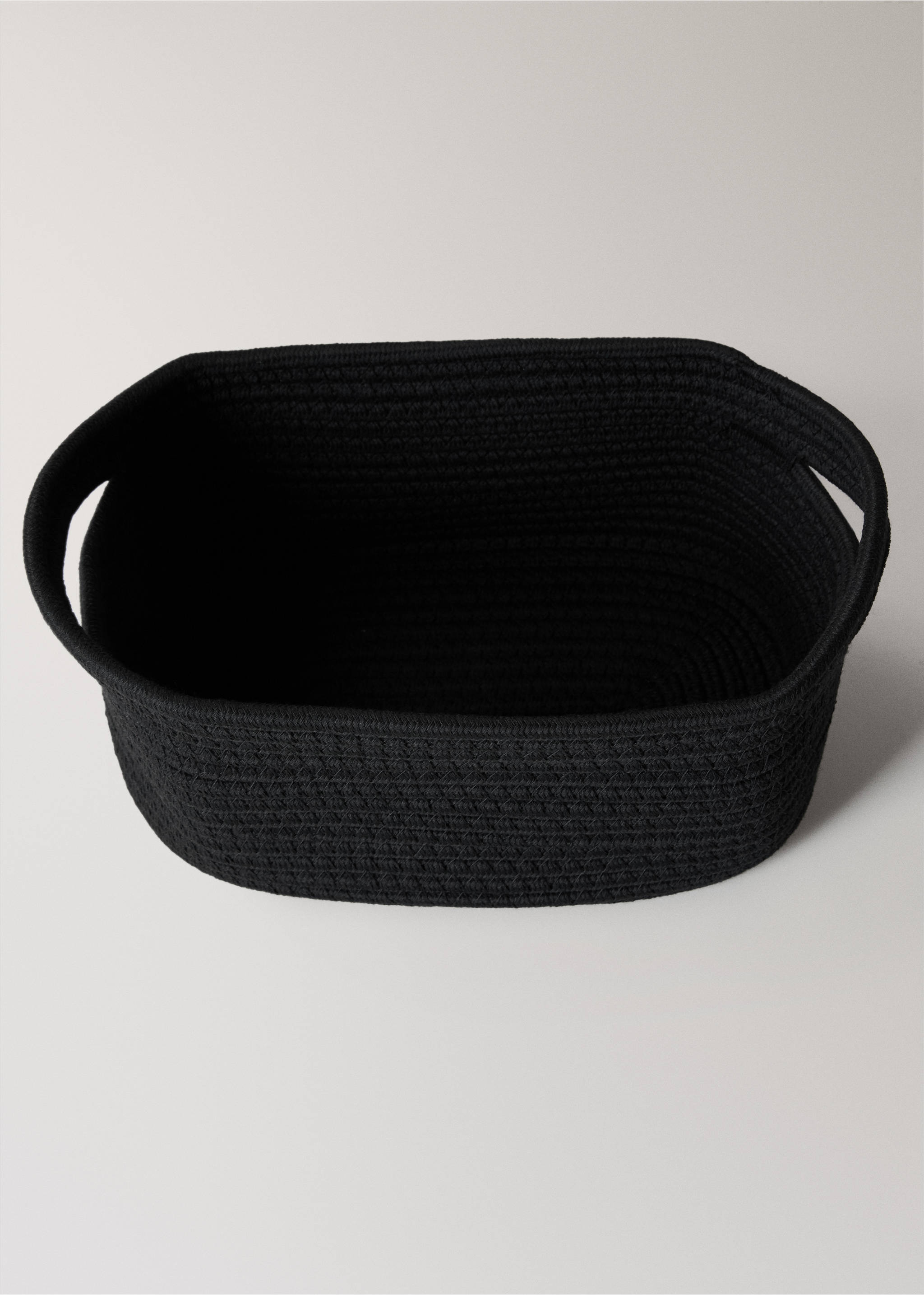 Medium rectangular cotton basket - Details of the article 3, Black. Ref: 87052957-00.