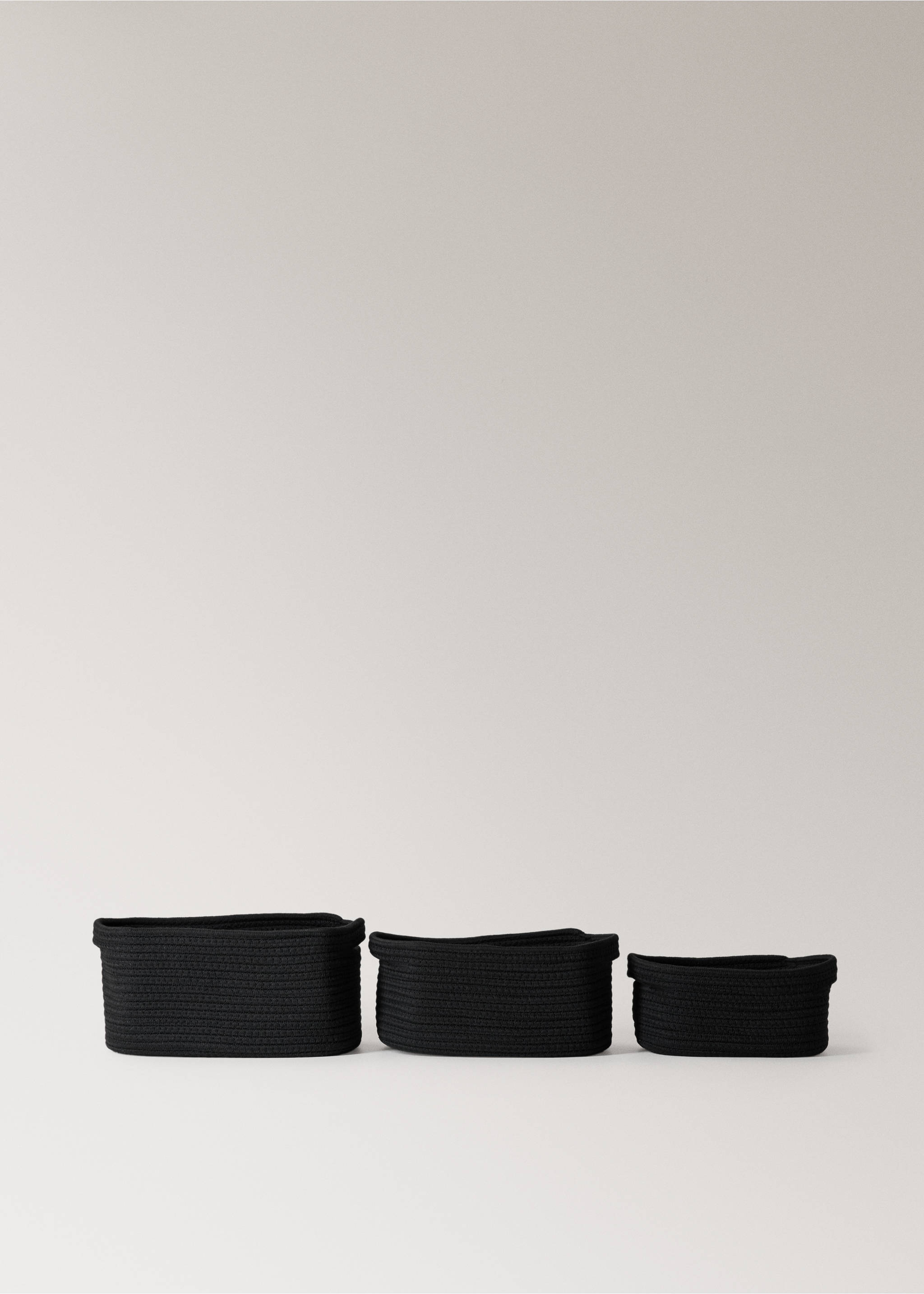 Medium rectangular cotton basket - Details of the article 4, Black. Ref: 87052957-00.