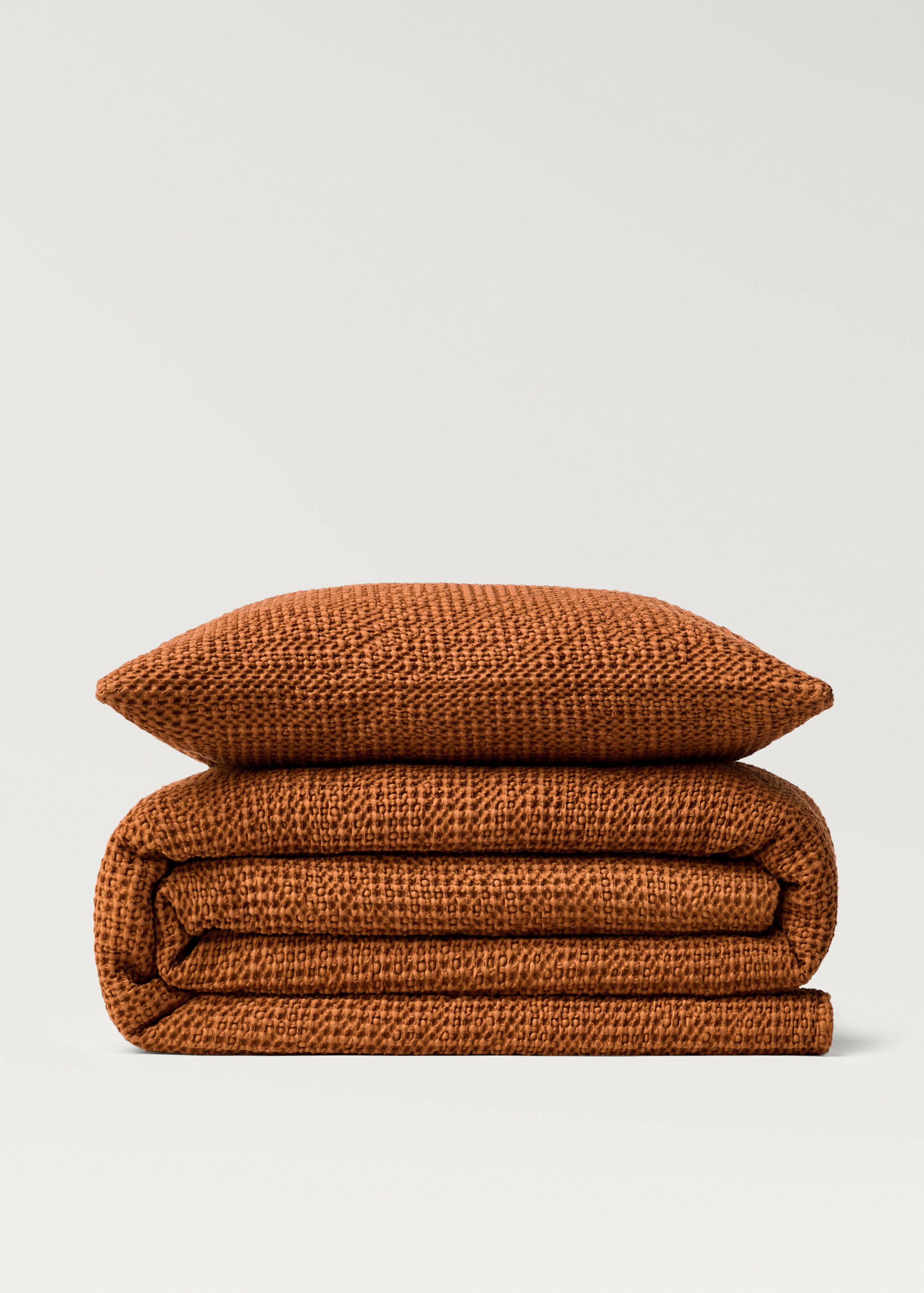 Stückgefärbte Tagesdecke aus Baumwolle mit Waffelstruktur für 130/150 cm Bett - Detail des Artikels 3