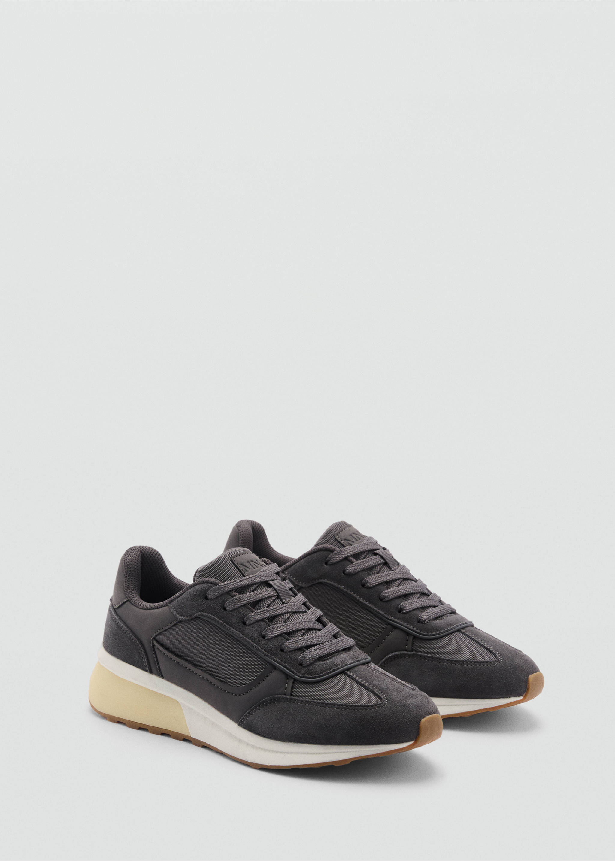 Leather mixed sneakers - Medium plane, Grey. Ref: 87053269-00.