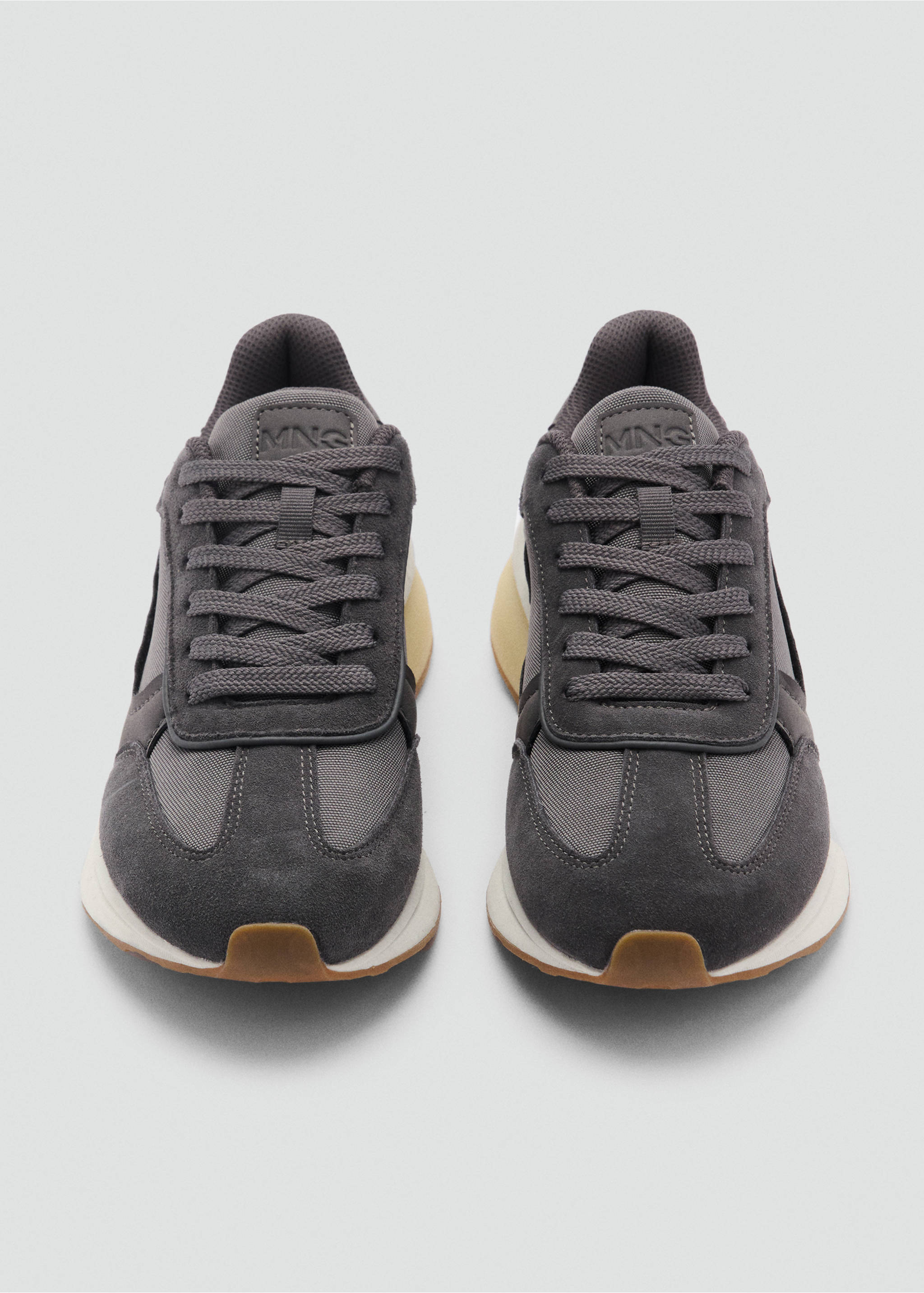 Leather mixed sneakers - Details of the article 1, Grey. Ref: 87053269-00.