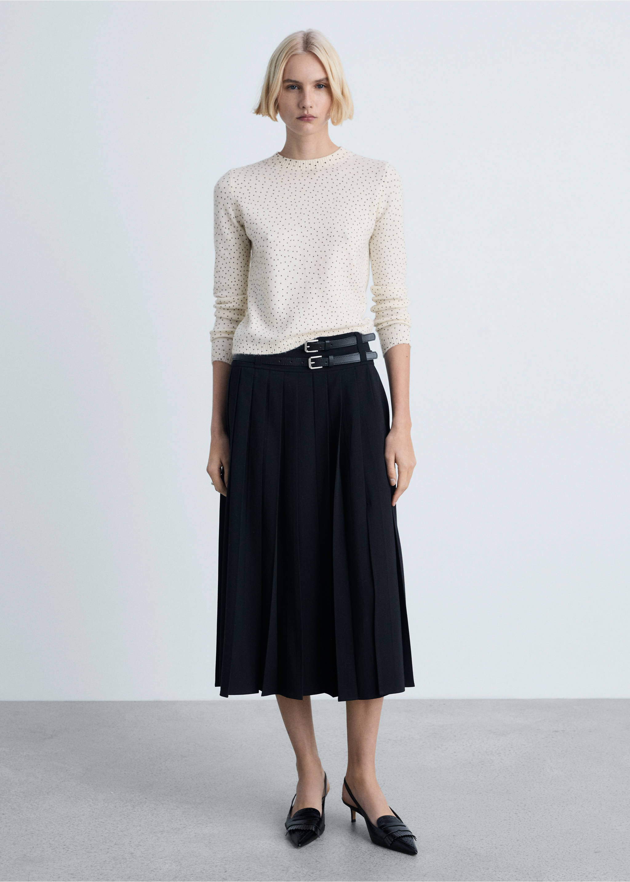 Polka-dot knitted sweater - General plane, Ecru. Ref: 87053271-00.