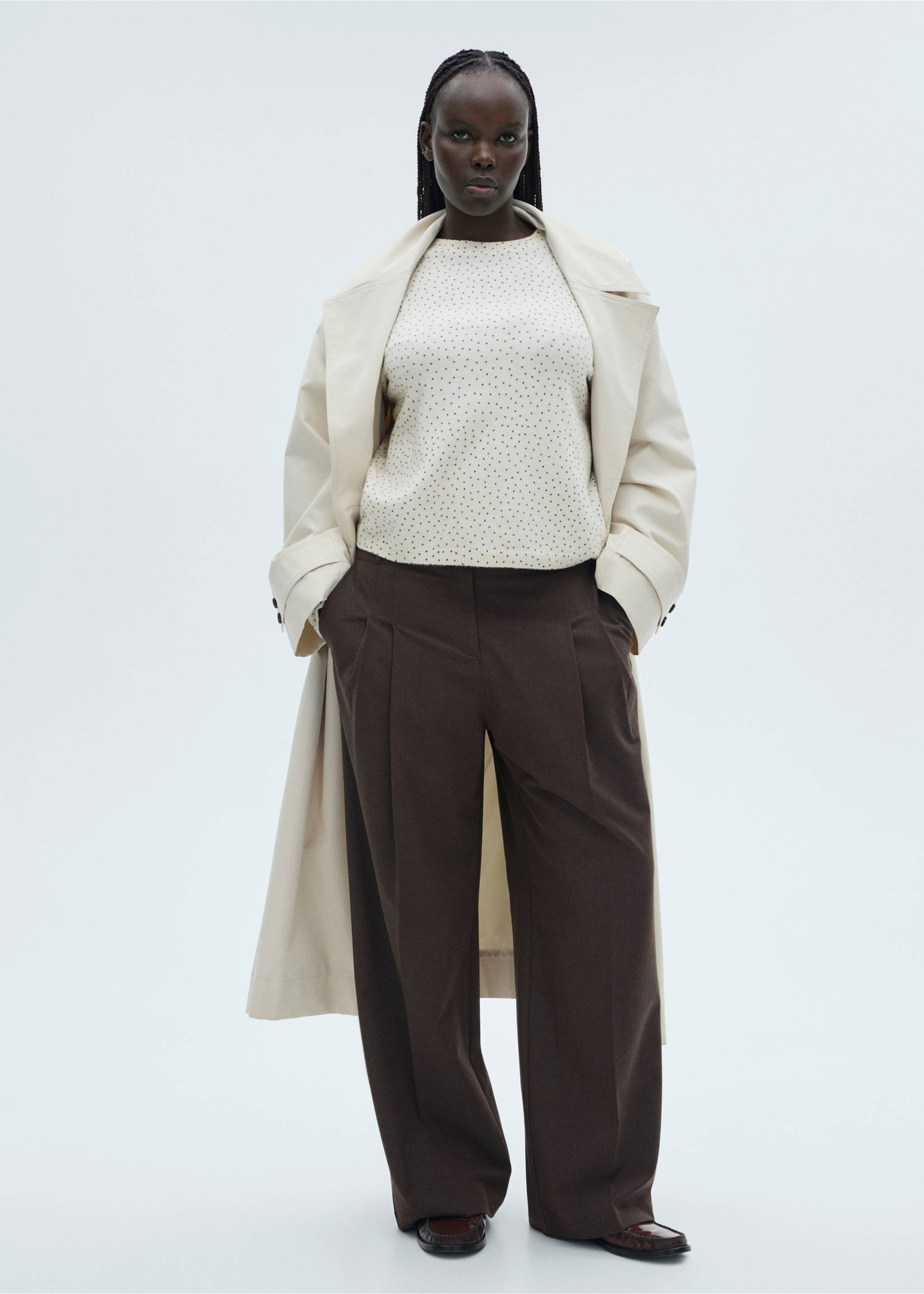 Polka-dot knitted sweater - Details of the article 3, Ecru. Ref: 87053271-00.