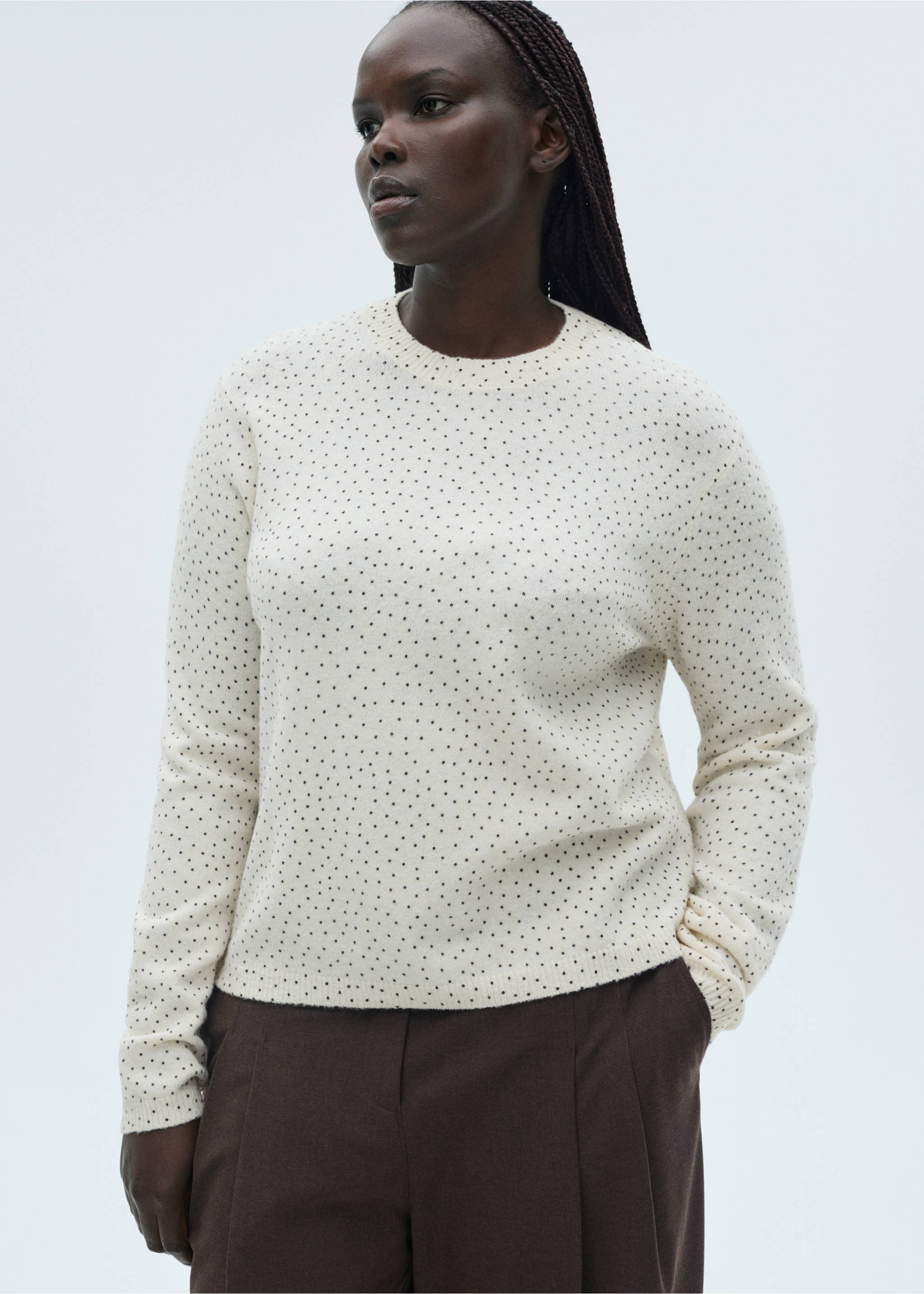 Polka-dot knitted sweater - Details of the article 5, Ecru. Ref: 87053271-00.