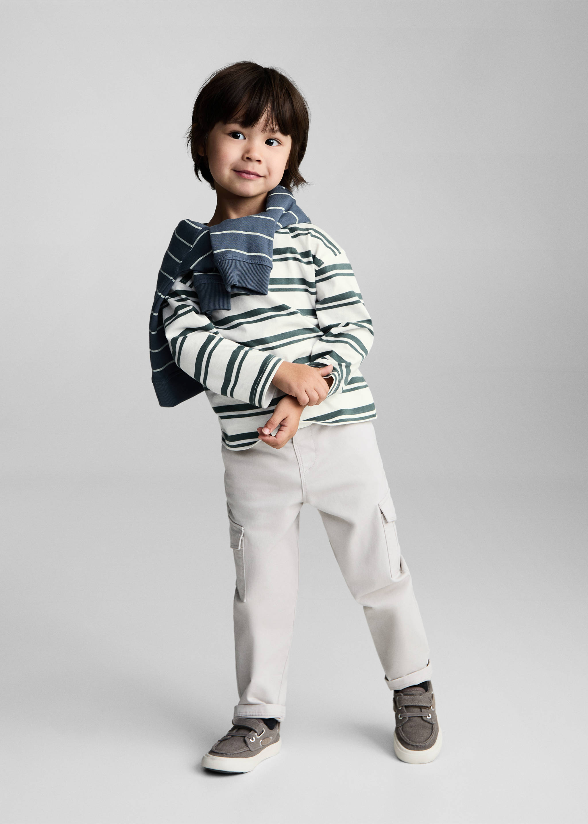 T-shirt 100 % coton rayures - Plan général, Vert forêt. Ref: 87053276-00.