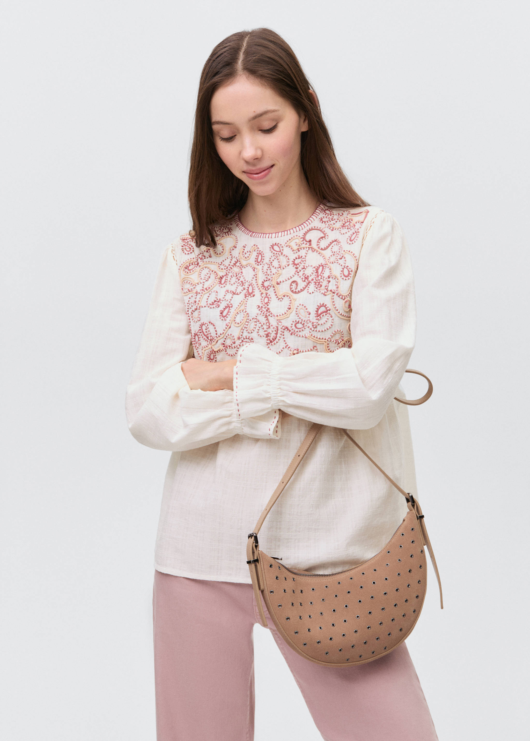 Geborduurde katoenen blouse - Middenvlak
