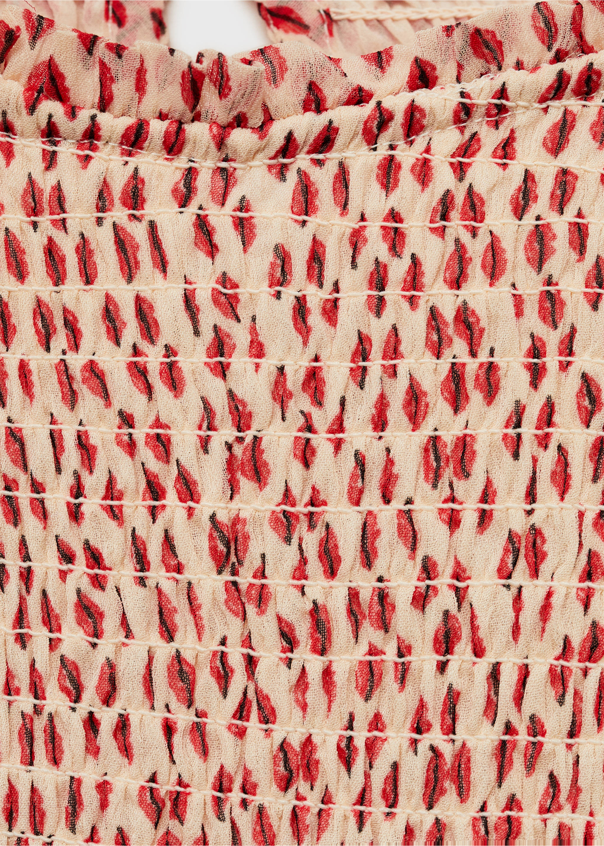 Printed ruched dress - Details of the article 0, Red. Ref: 87053279-00.