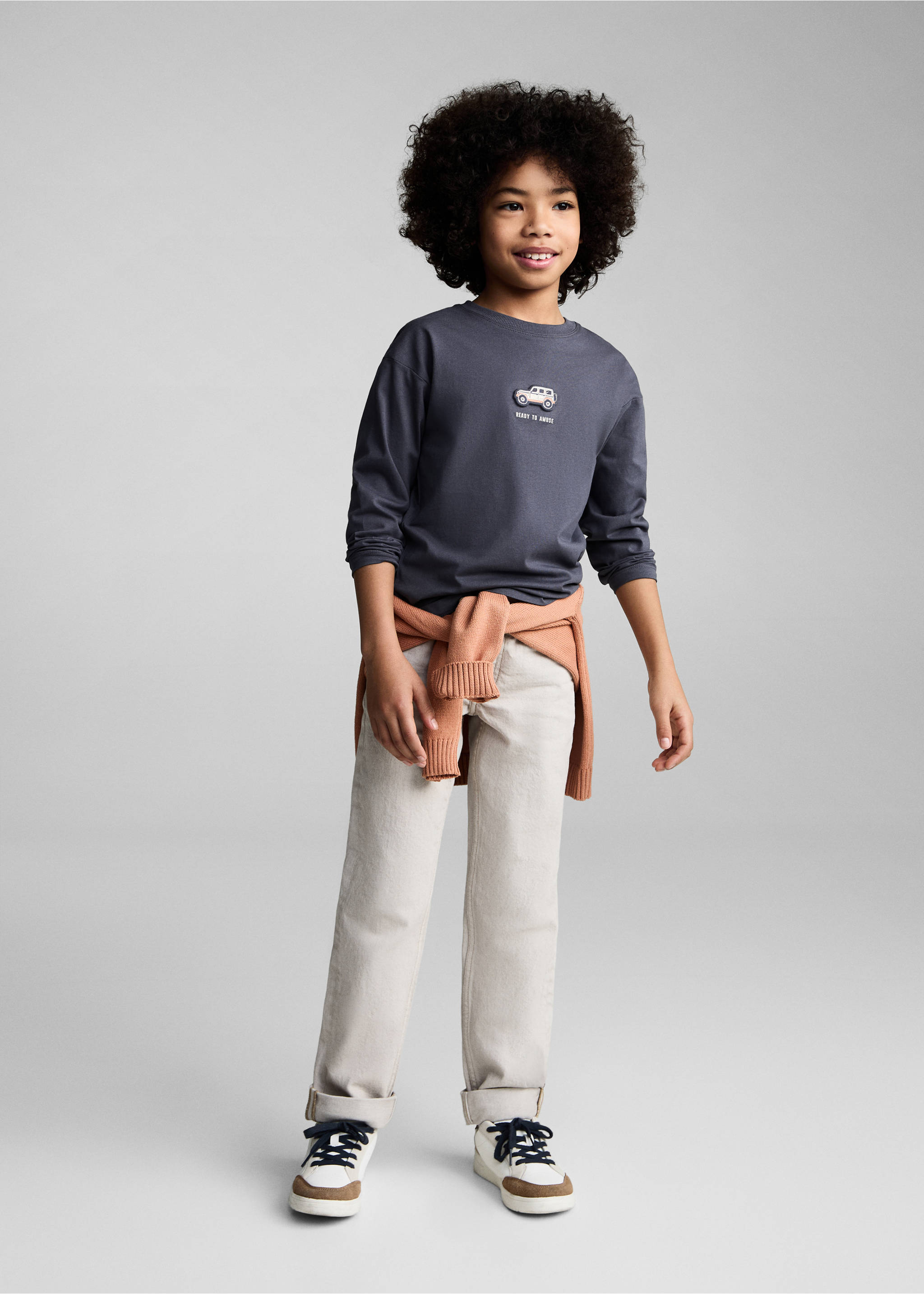 Printed cotton-blend T-shirt - General plane, Dark Grey. Ref: 87053285-00.