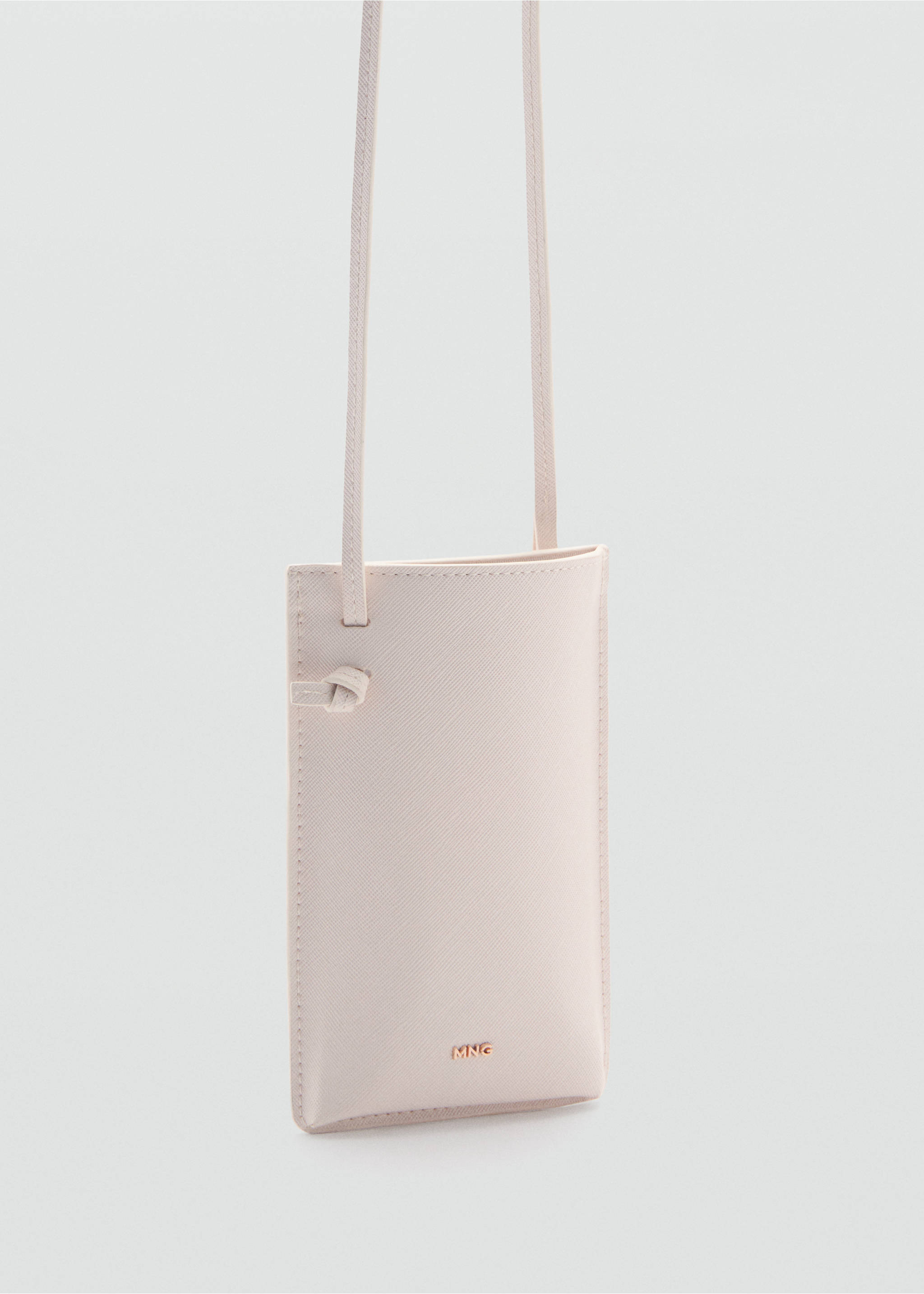 Saffiano-effect crossbody mobile phone case - Details of the article 1, Off White. Ref: 87053291-00.