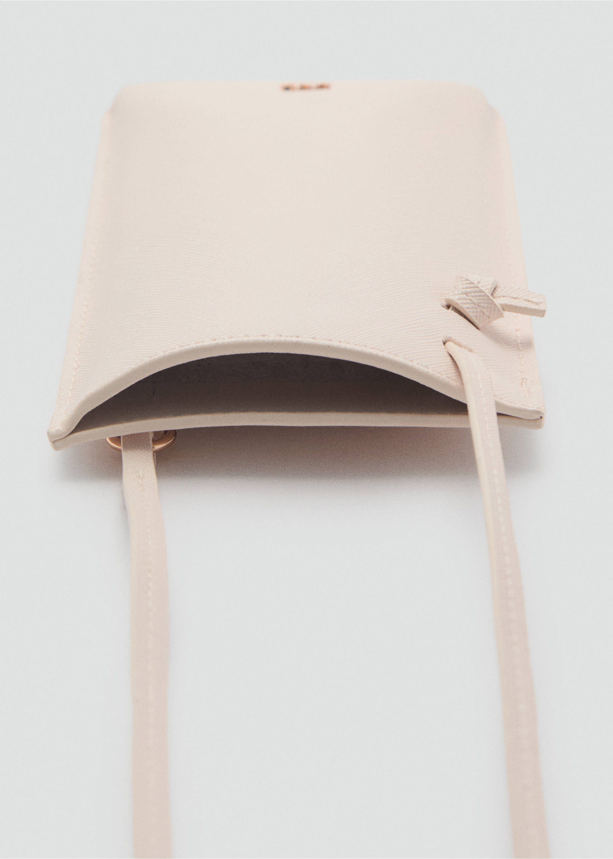 Saffiano-effect crossbody mobile phone case - Details of the article 2, Off White. Ref: 87053291-00.