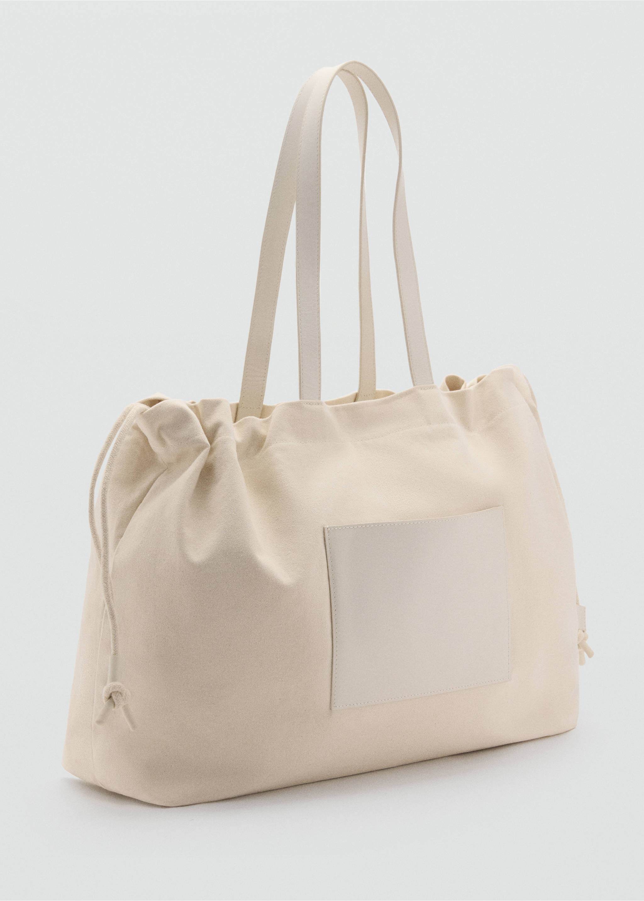 Leather-blend shopper bag - Medium plane, Ecru. Ref: 87053294-00.