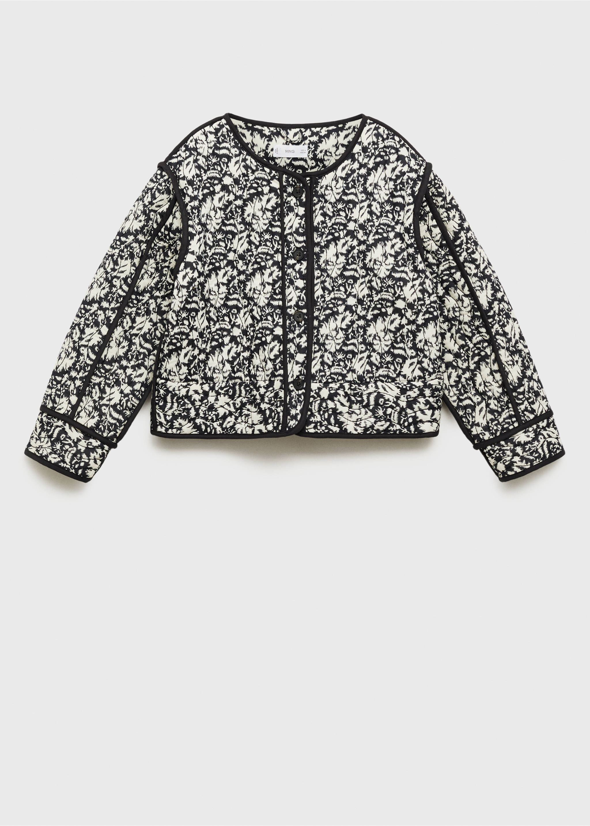 Printed quilted jacket - Article without model, Black. Ref: 87053633-00.