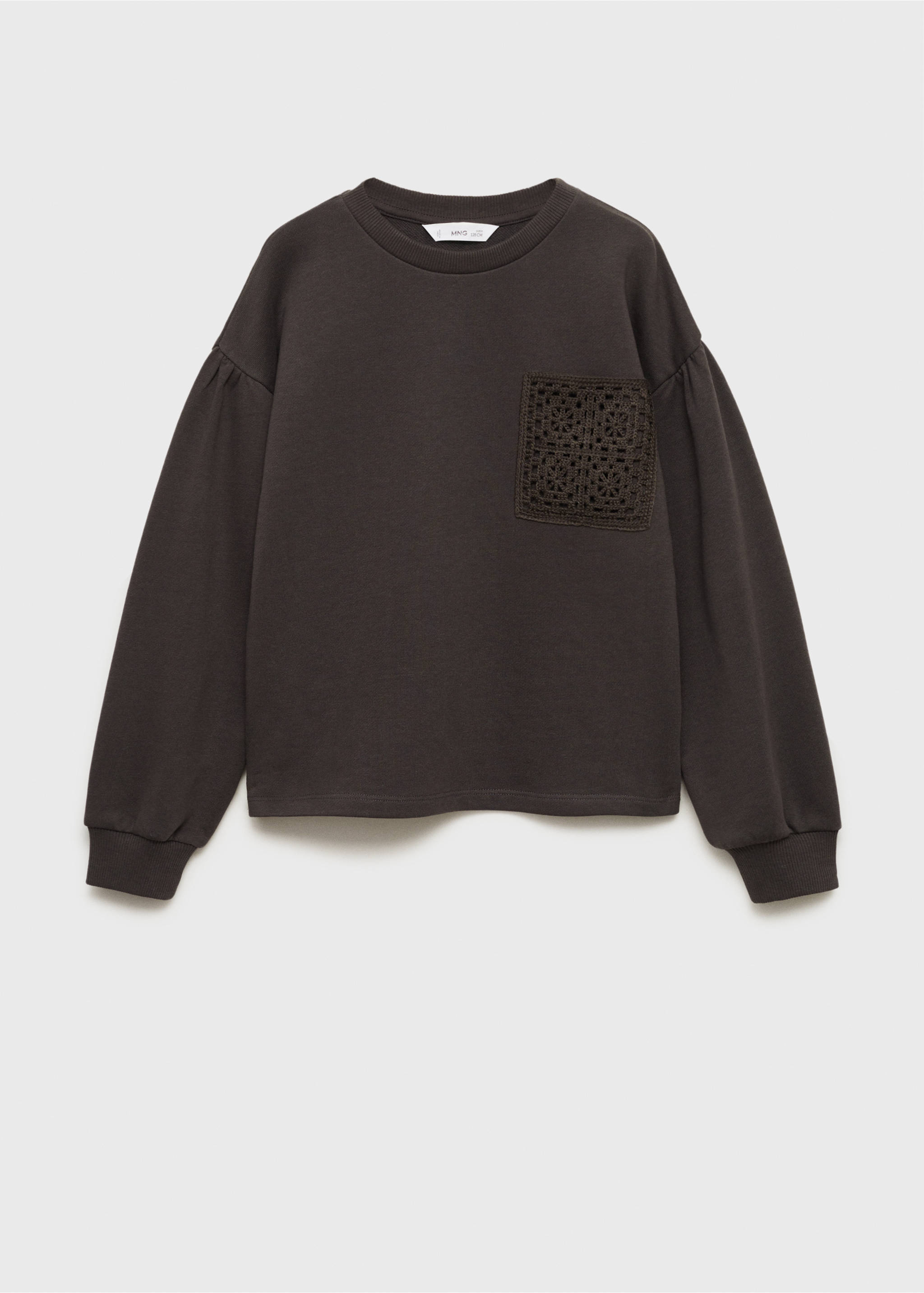 Crochet detail sweatshirt - Article without model, Charcoal. Ref: 87053644-00.