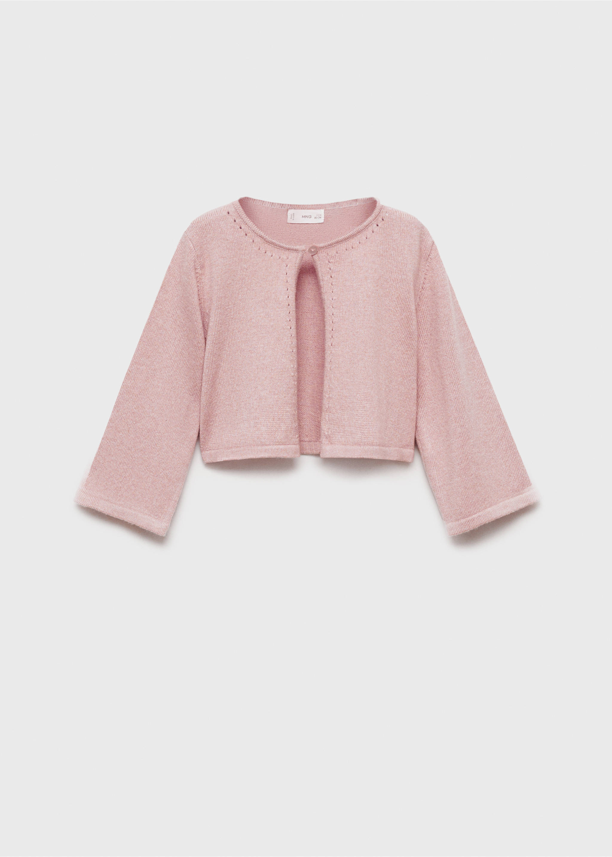 Openwork detail knit cardigan - Article without model, Pale Pink. Ref: 87053648-00.