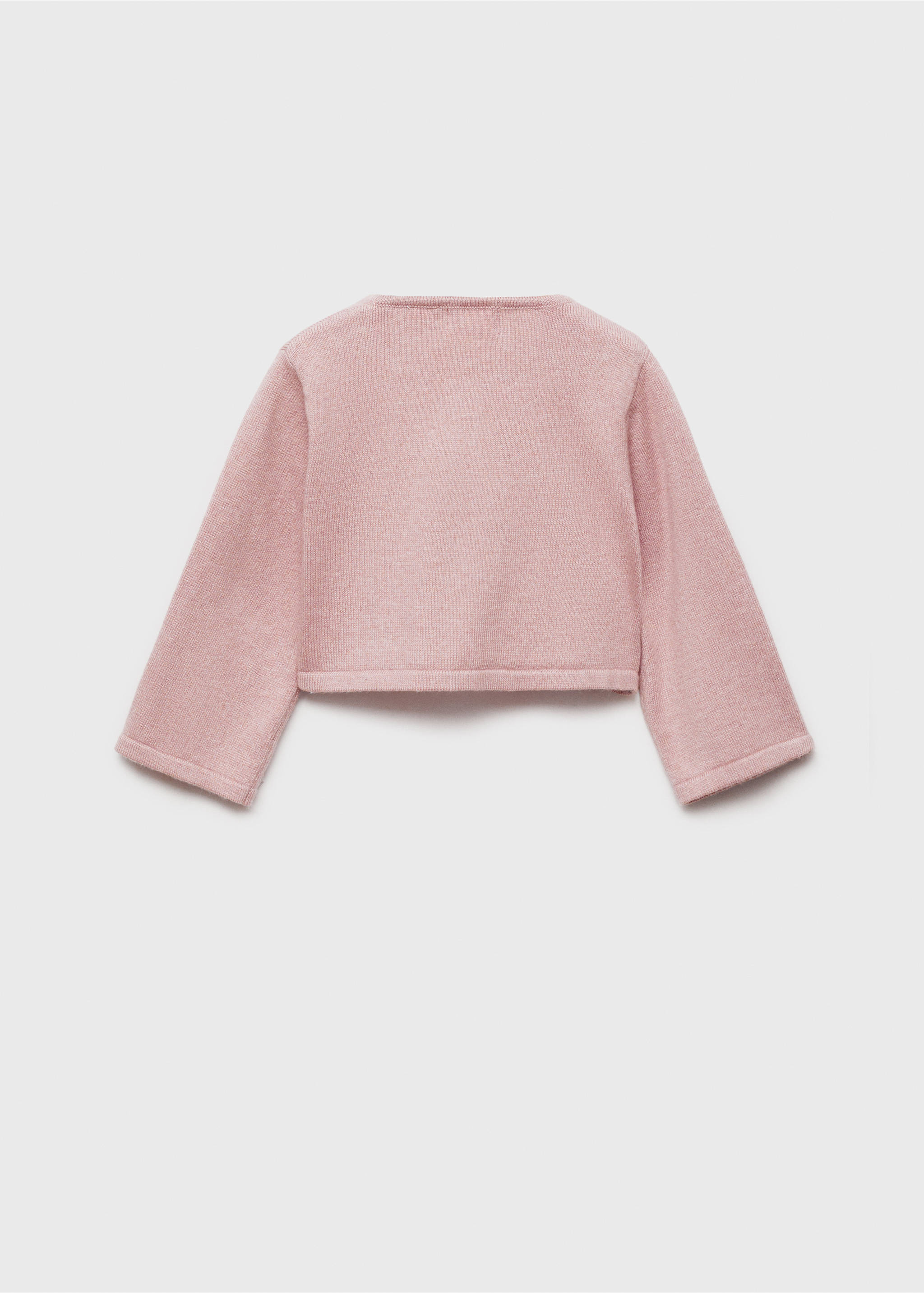 Openwork detail knit cardigan - Reverse of the article, Pale Pink. Ref: 87053648-00.