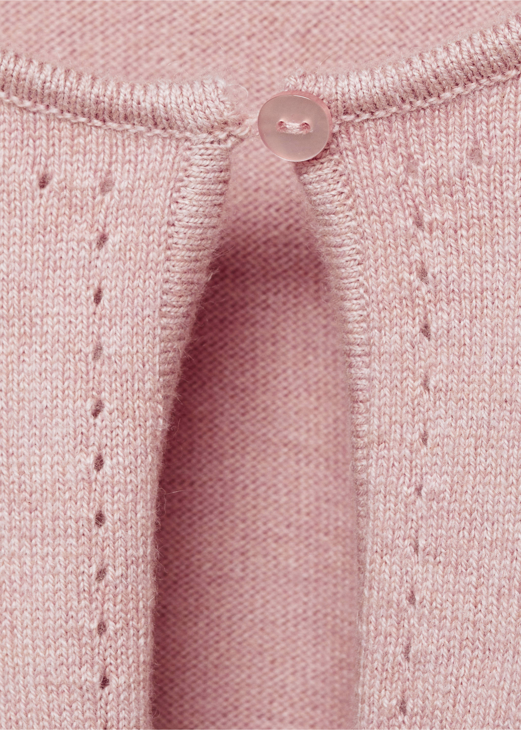 Openwork detail knit cardigan - Details of the article 8, Pale Pink. Ref: 87053648-00.